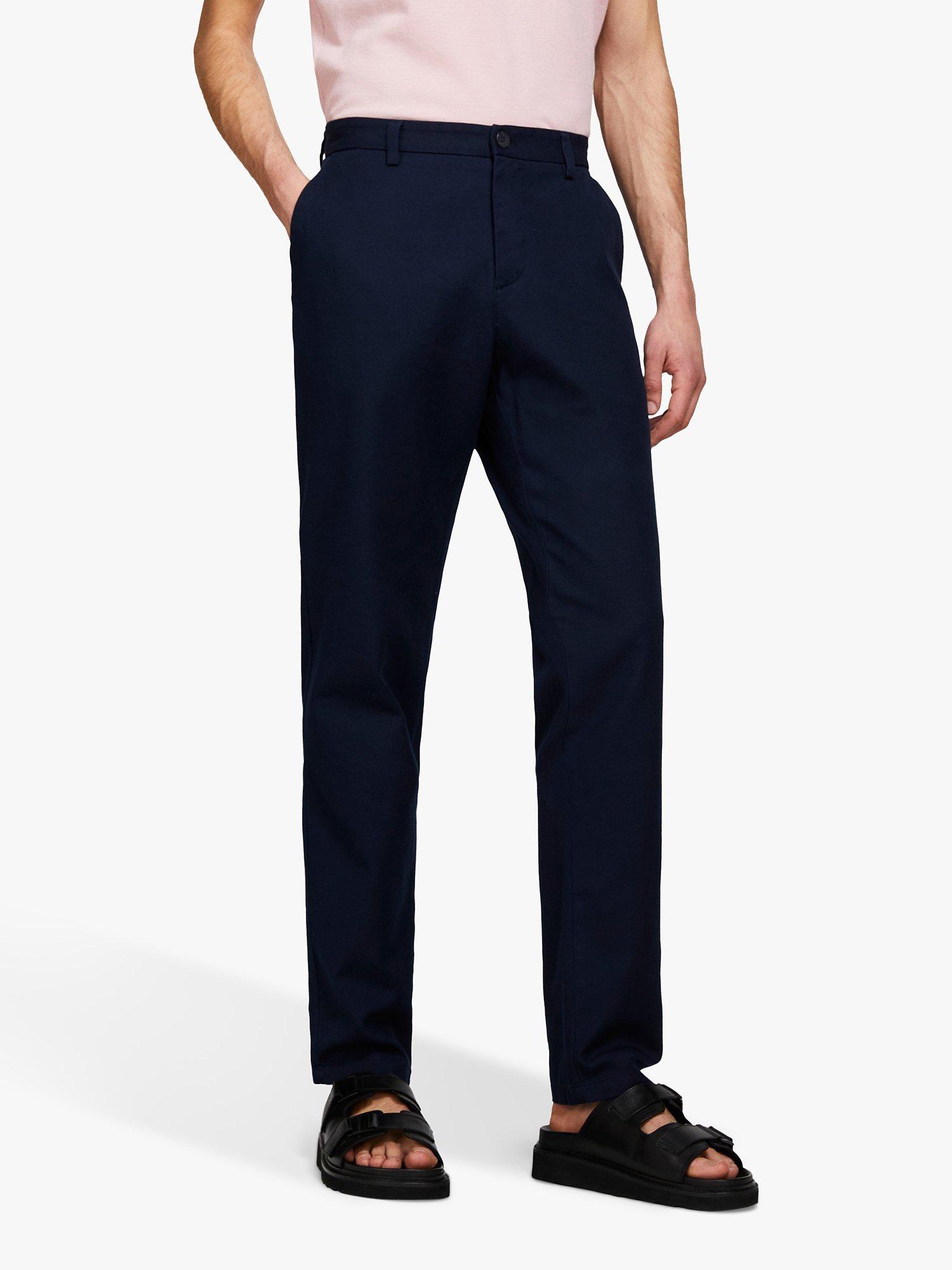 Product image 1 of 5, which shows SISLEY Slim Fit Cotton Twill Trousers, Navy, 34