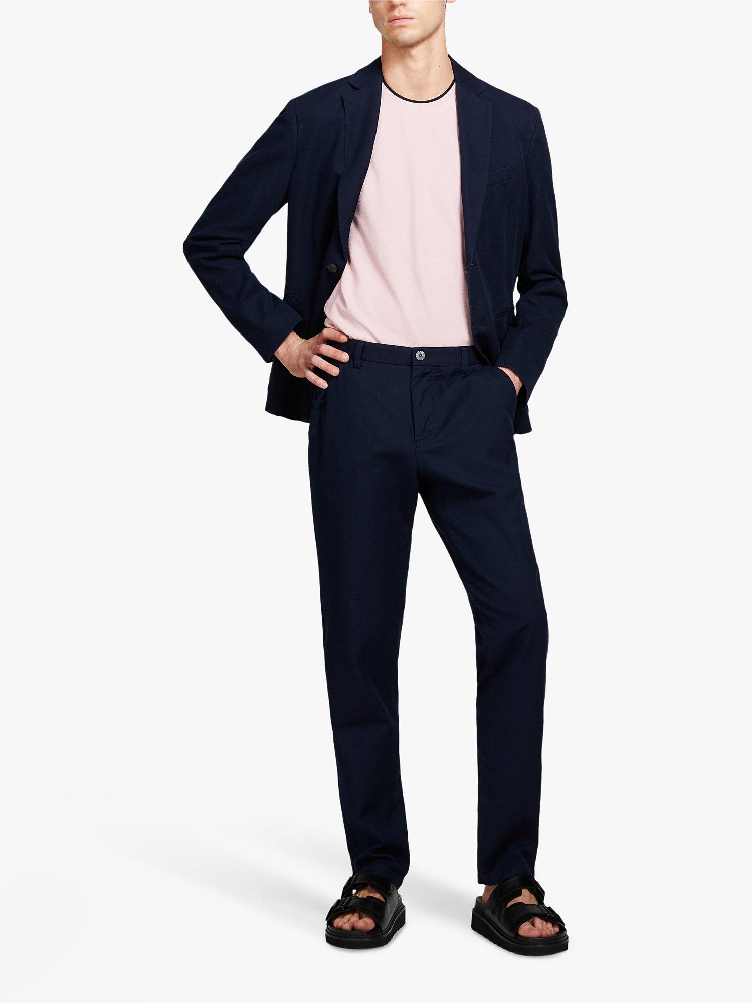 Product image 3 of 5, which shows SISLEY Slim Fit Cotton Twill Trousers, Navy, 34
