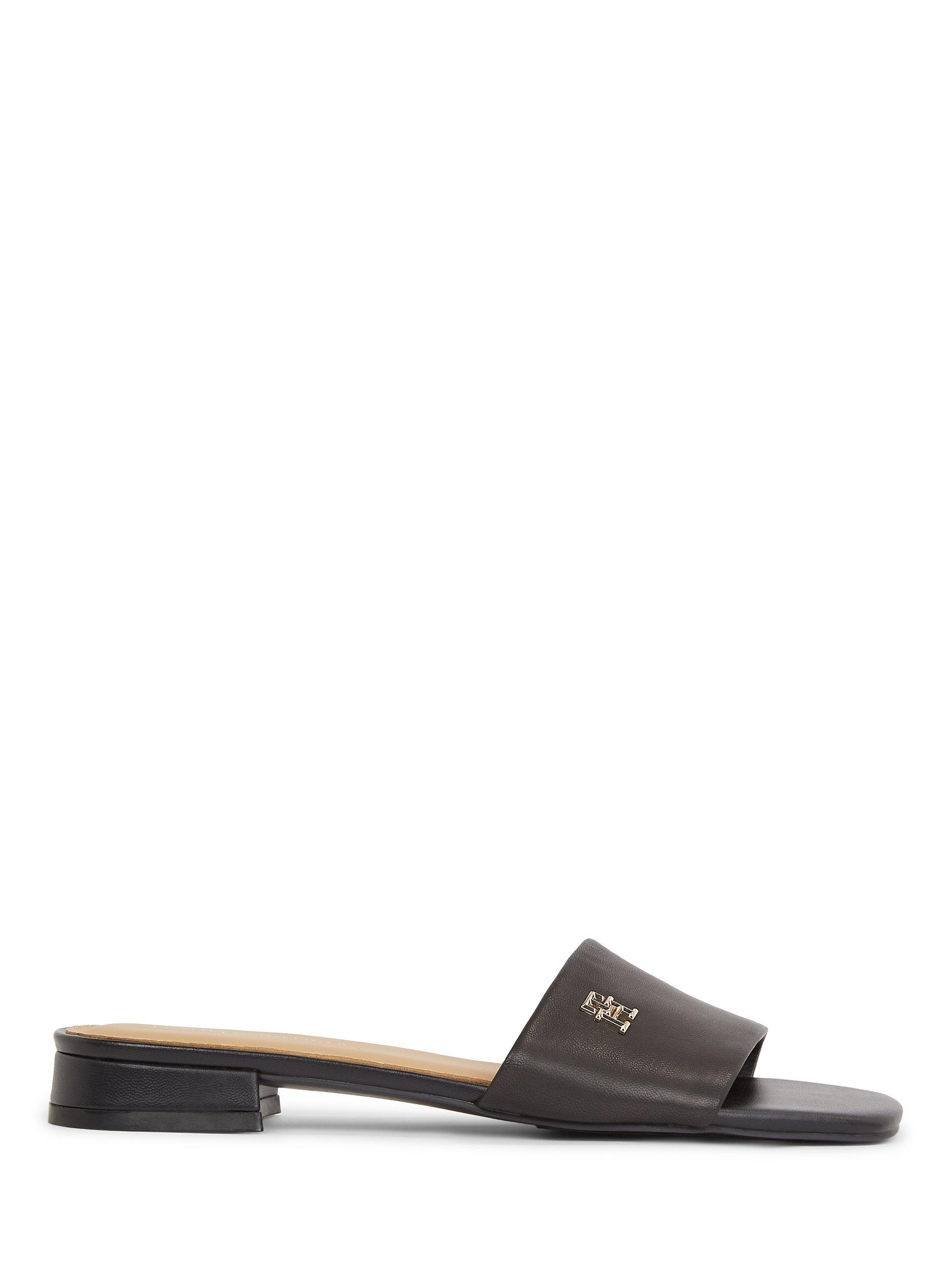 Tommy Hilfiger Leather Low Sandals, Black
