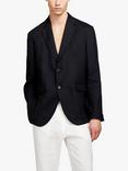 SISLEY Relaxed Fit Linen Blazer, Black