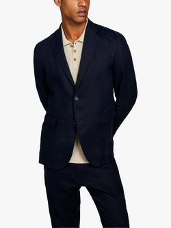 SISLEY Relaxed Fit Linen Blazer, Blue