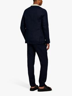 SISLEY Relaxed Fit Linen Blazer - view 2, Blue