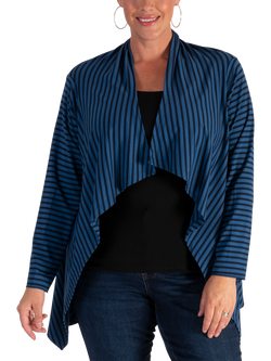 chesca Stripe Waterfall Neck Shrug, Navy, Navy