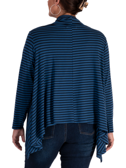 chesca Stripe Waterfall Neck Shrug, Navy - view 2, Navy