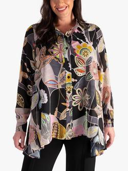 chesca Fantasy Floral Print Shirt, Black/Multi, Black/Multi