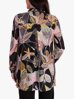 chesca Fantasy Floral Print Shirt, Black/Multi - view 2, Black/Multi
