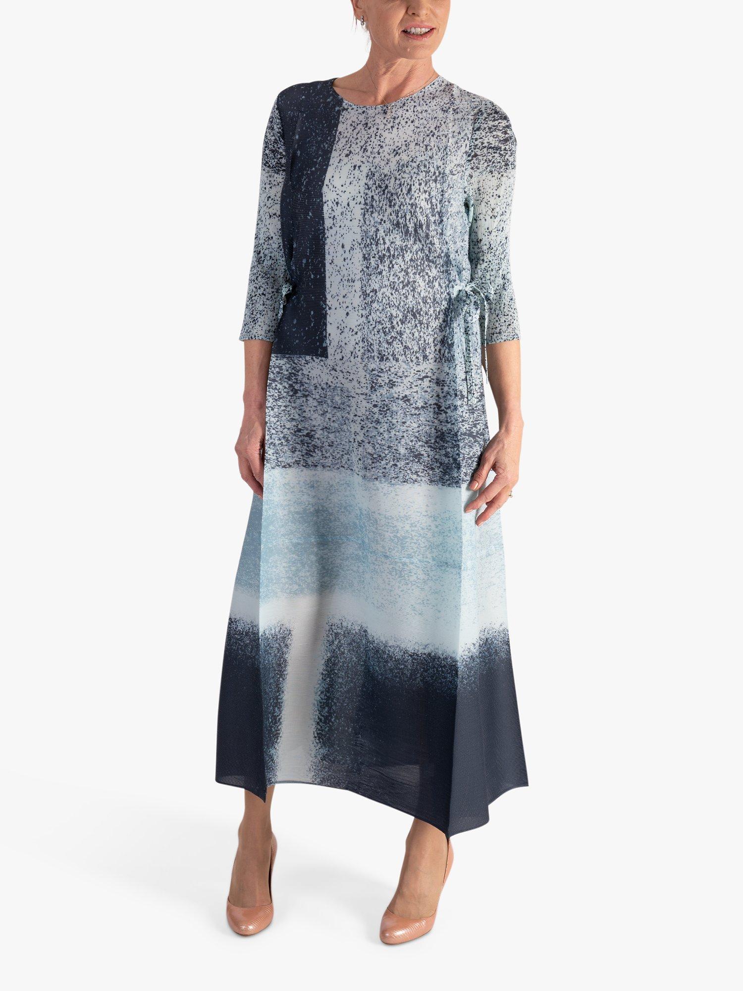 Product image 1 of 5, which shows chesca Plissé Square Print Dress, Opal/Charcoal, One Size
