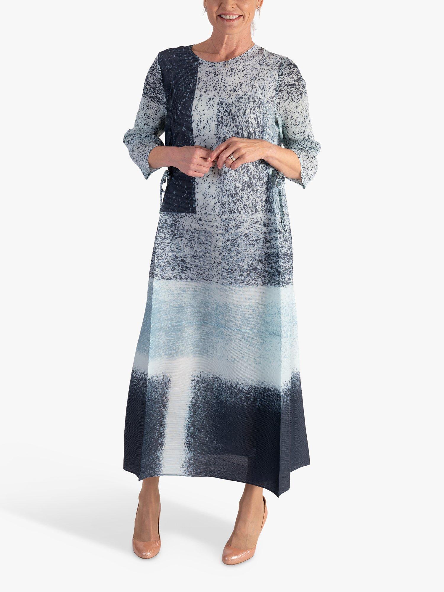 Product image 4 of 5, which shows chesca Plissé Square Print Dress, Opal/Charcoal, One Size