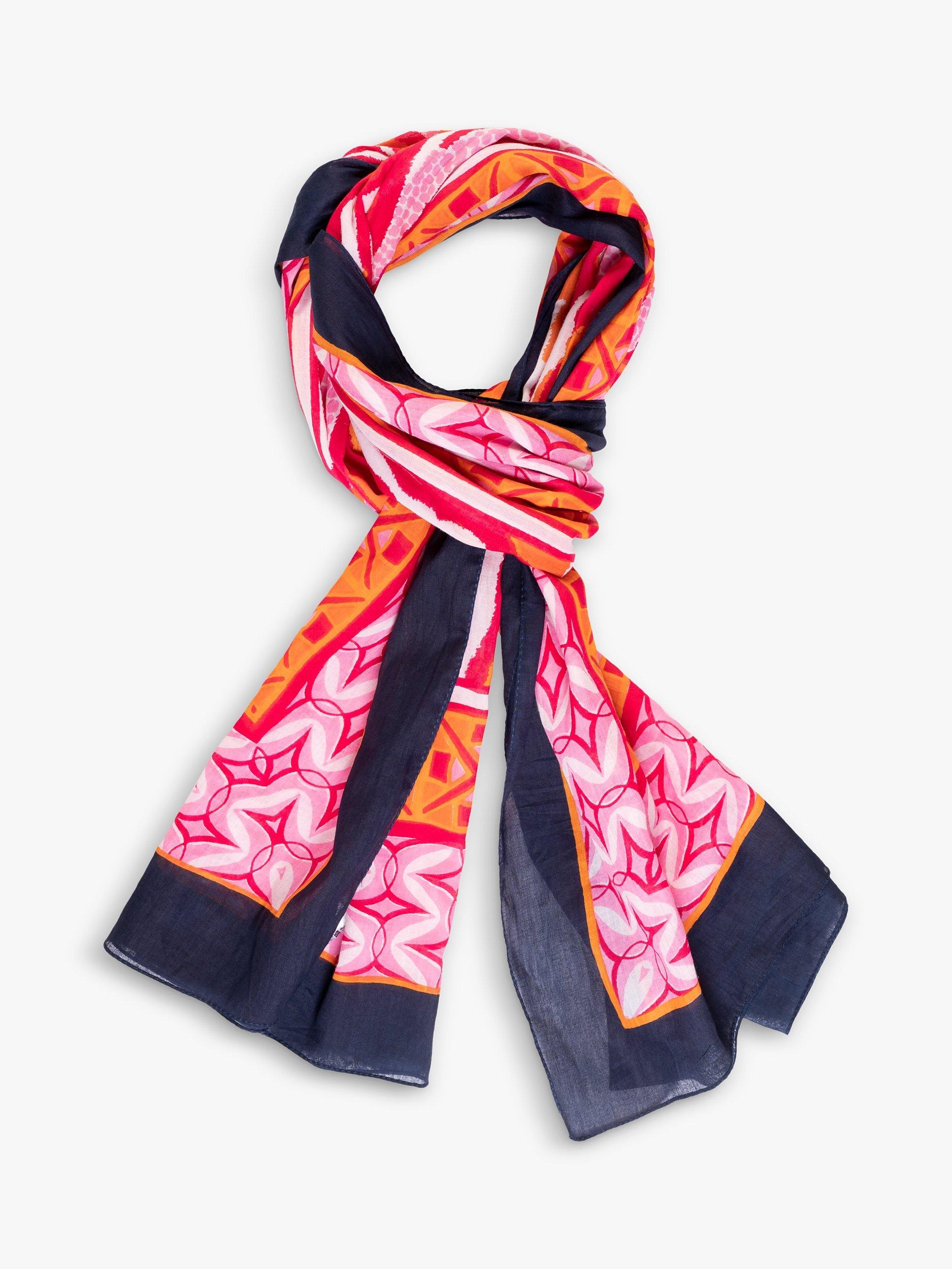 Product image 1 of 5, which shows chesca Mosaic and Animal Print Scarf, Hot Pink