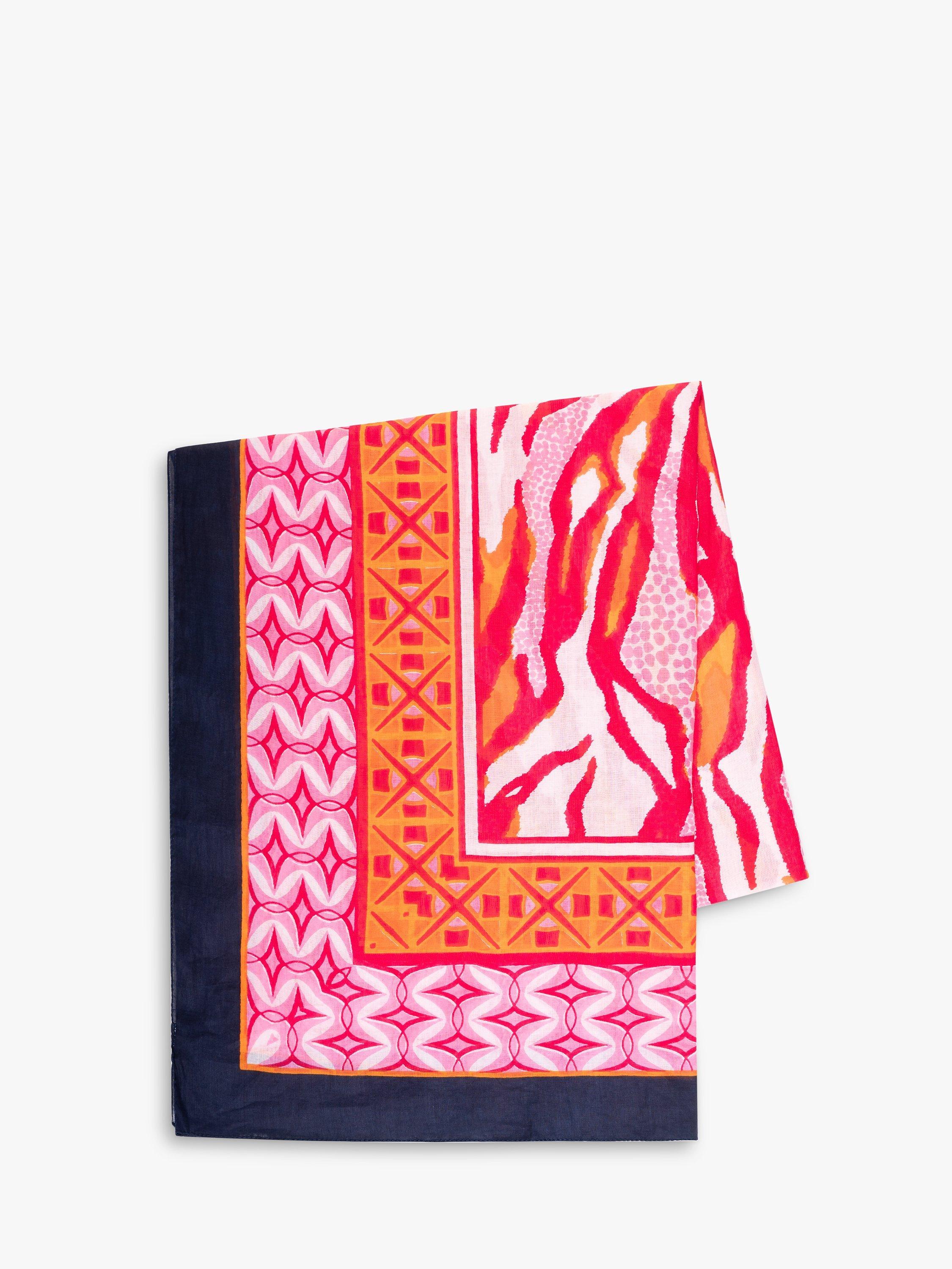 Product image 5 of 5, which shows chesca Mosaic and Animal Print Scarf, Hot Pink