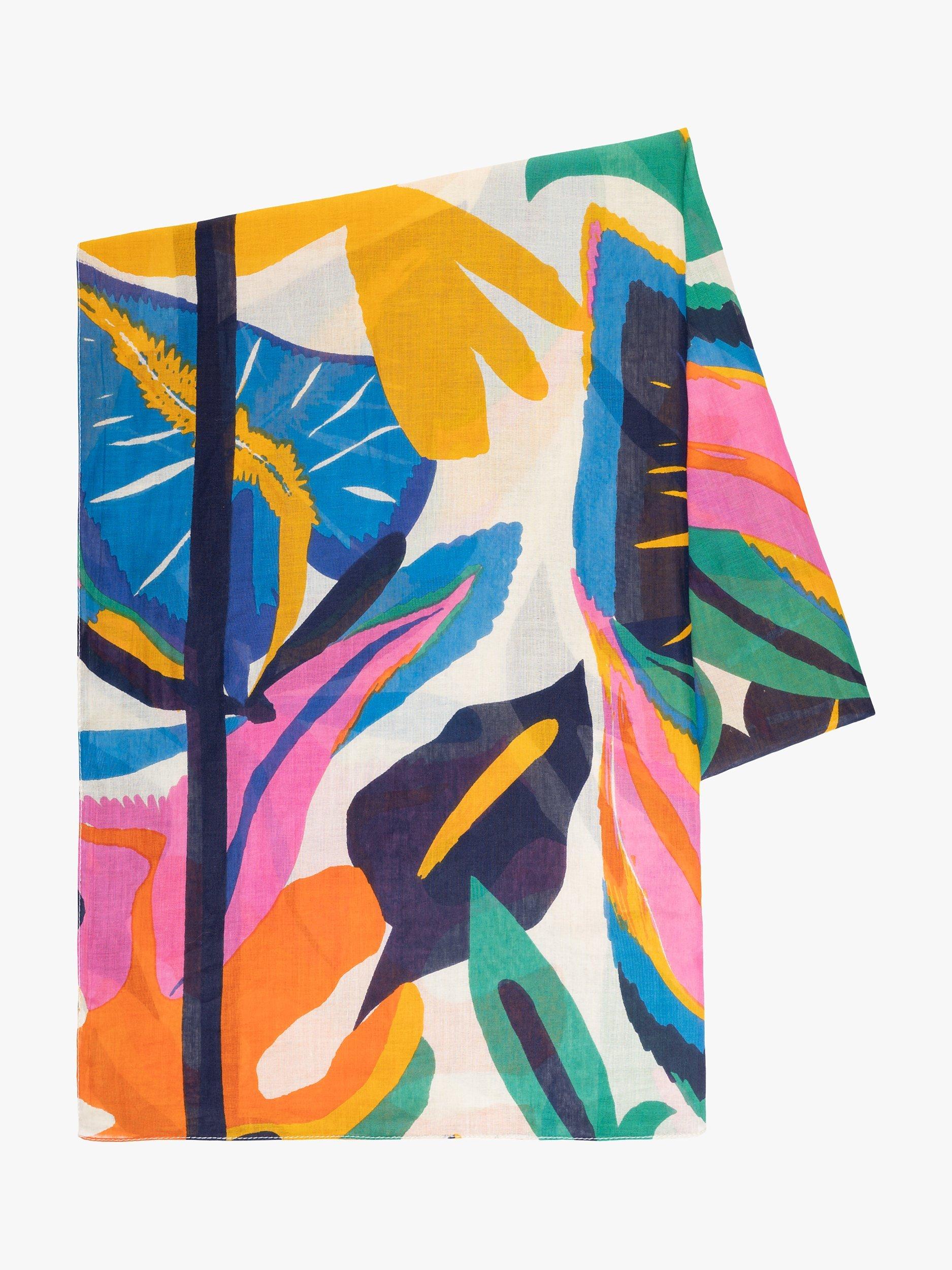 Product image 5 of 5, which shows chesca Tropical Leaf Print Scarf, Multi