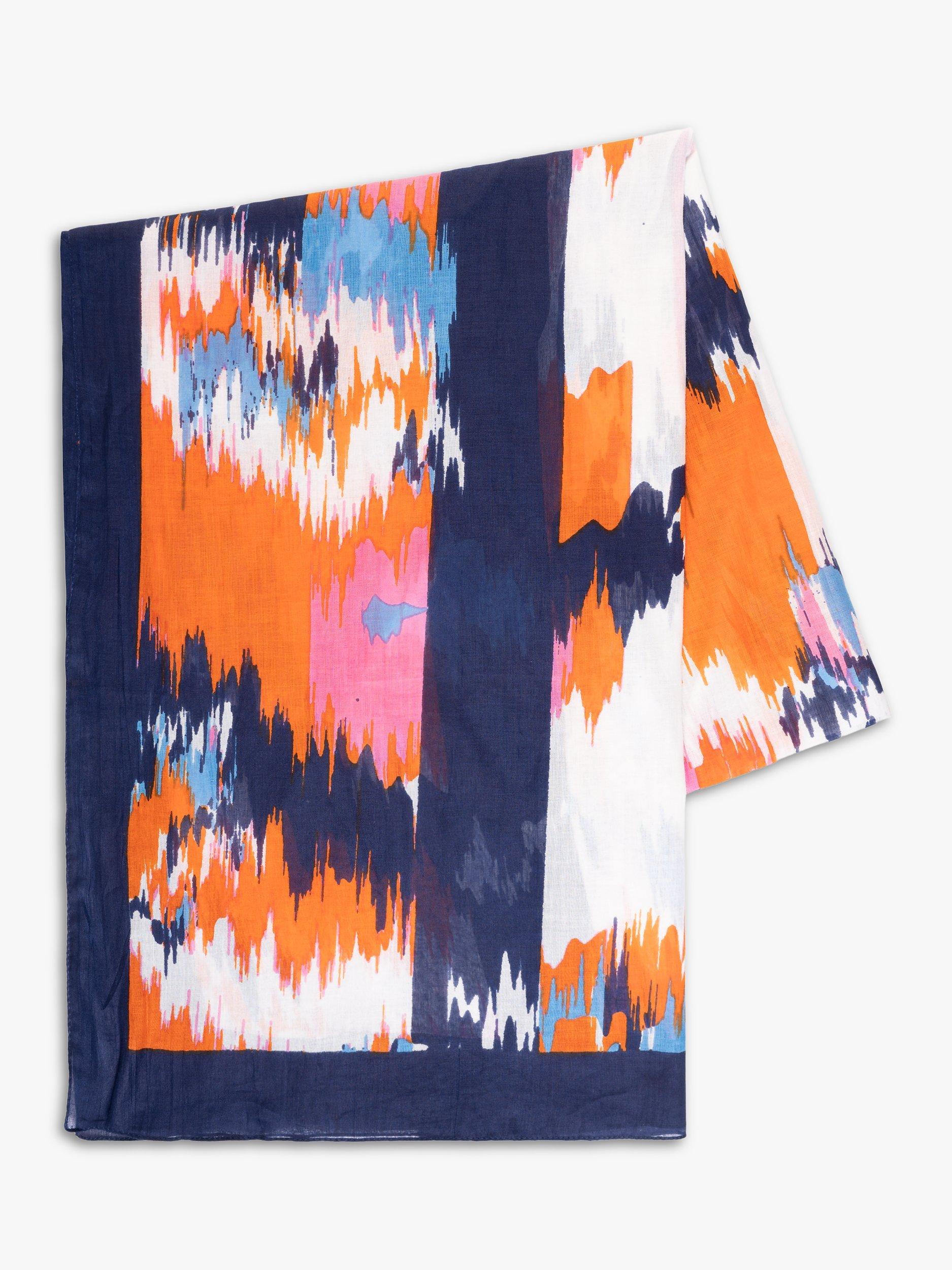 Product image 5 of 5, which shows chesca Abstract Ikat Print Scarf, Navy/Multi