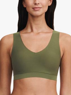 Chantelle Soft Stretch V-Neck Padded Crop Bra, Khaki Green