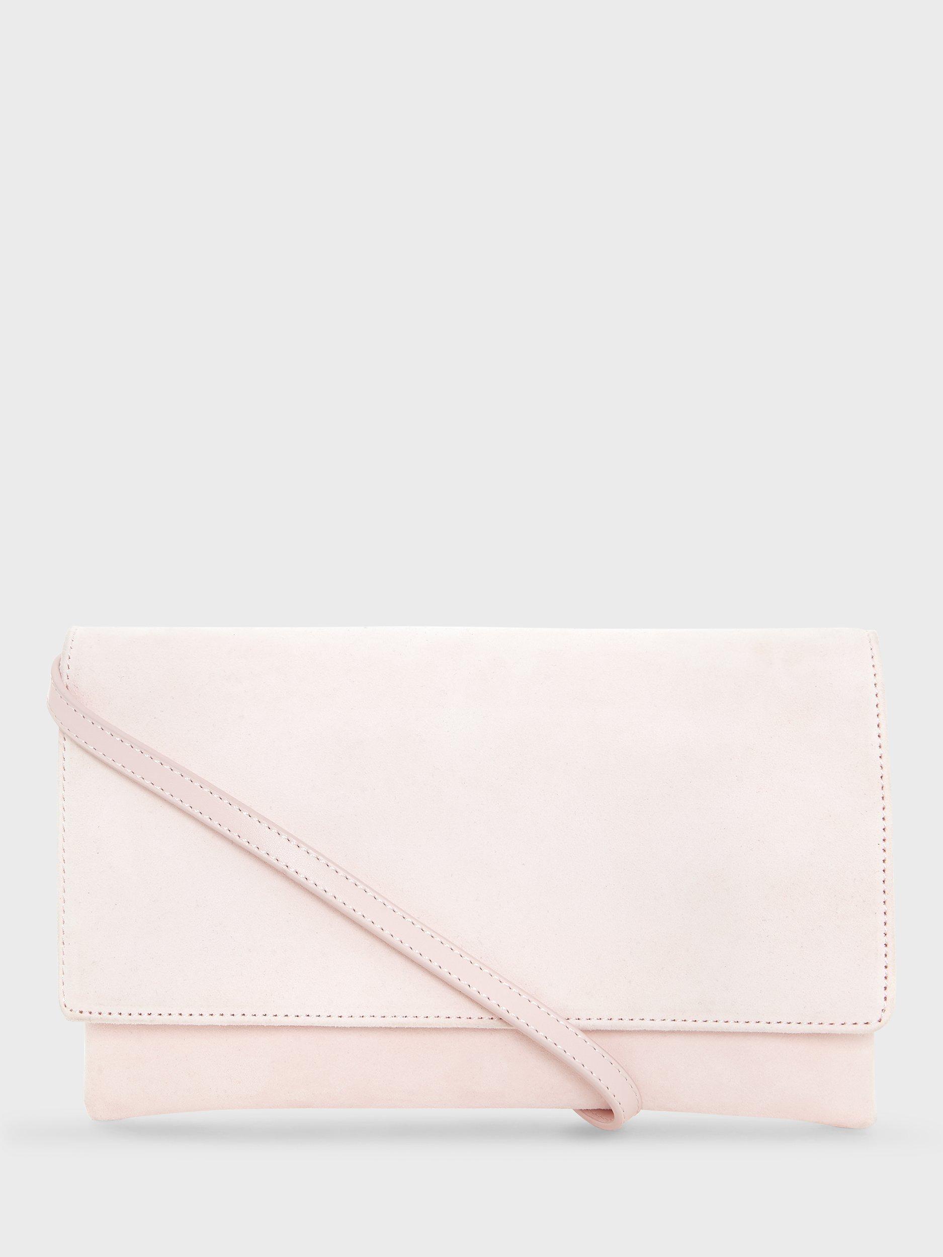 Light pink suede clutch bag hotsell