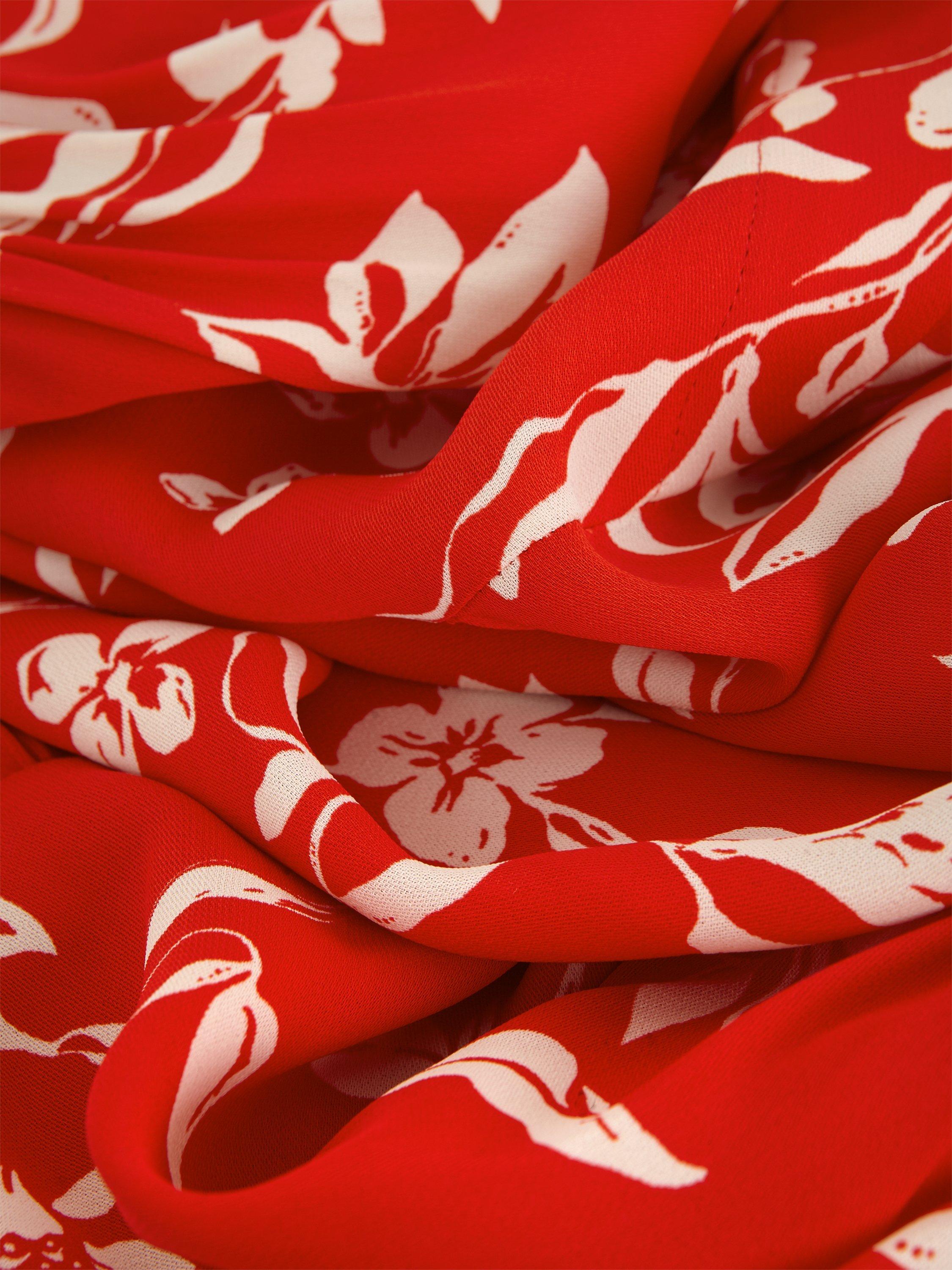 Product image 5 of 8, which shows Hobbs Elsa Floral Dress, Red/Cream, 6