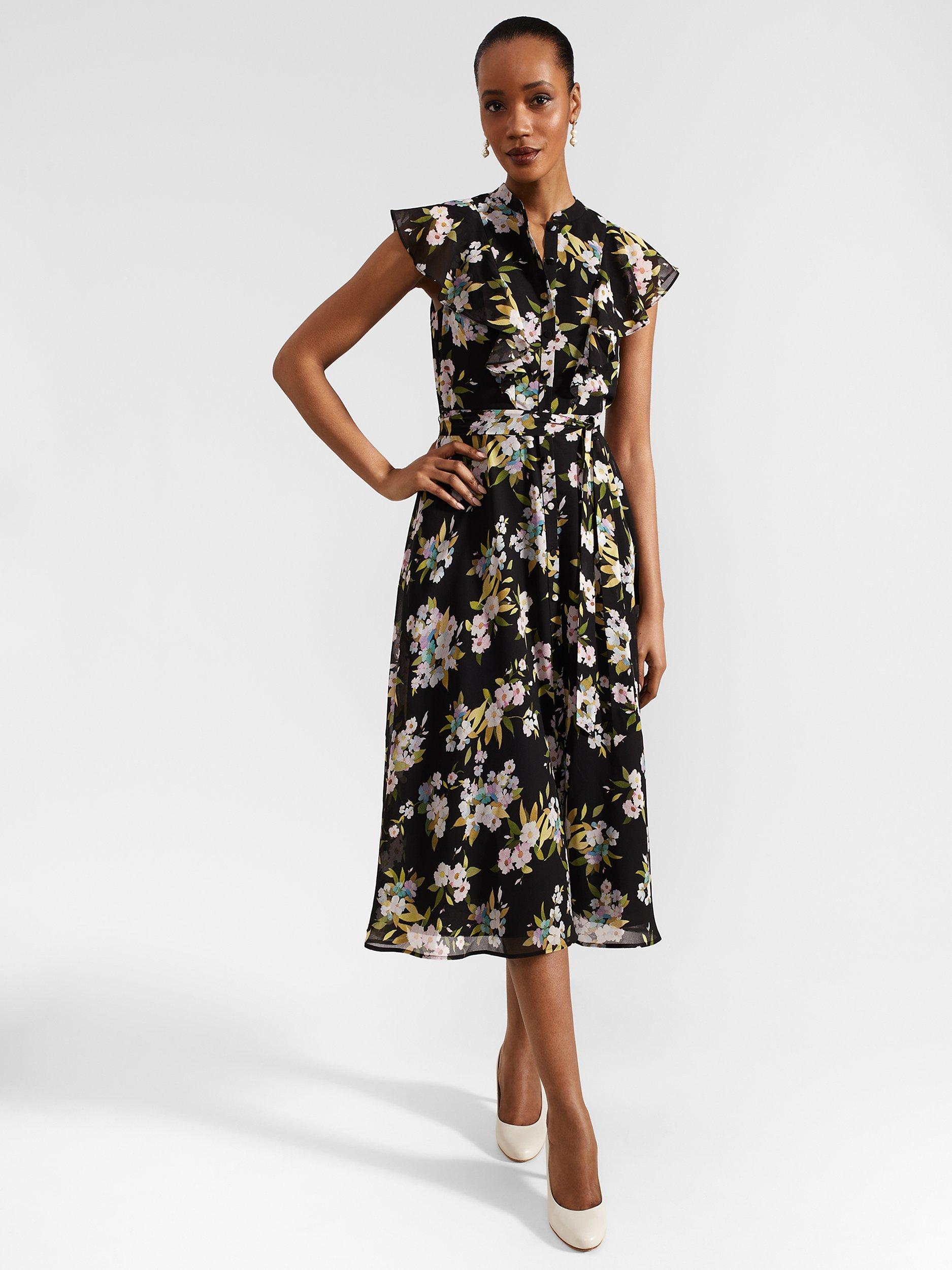 Hobbs Erica Floral Dress, Black/Multi