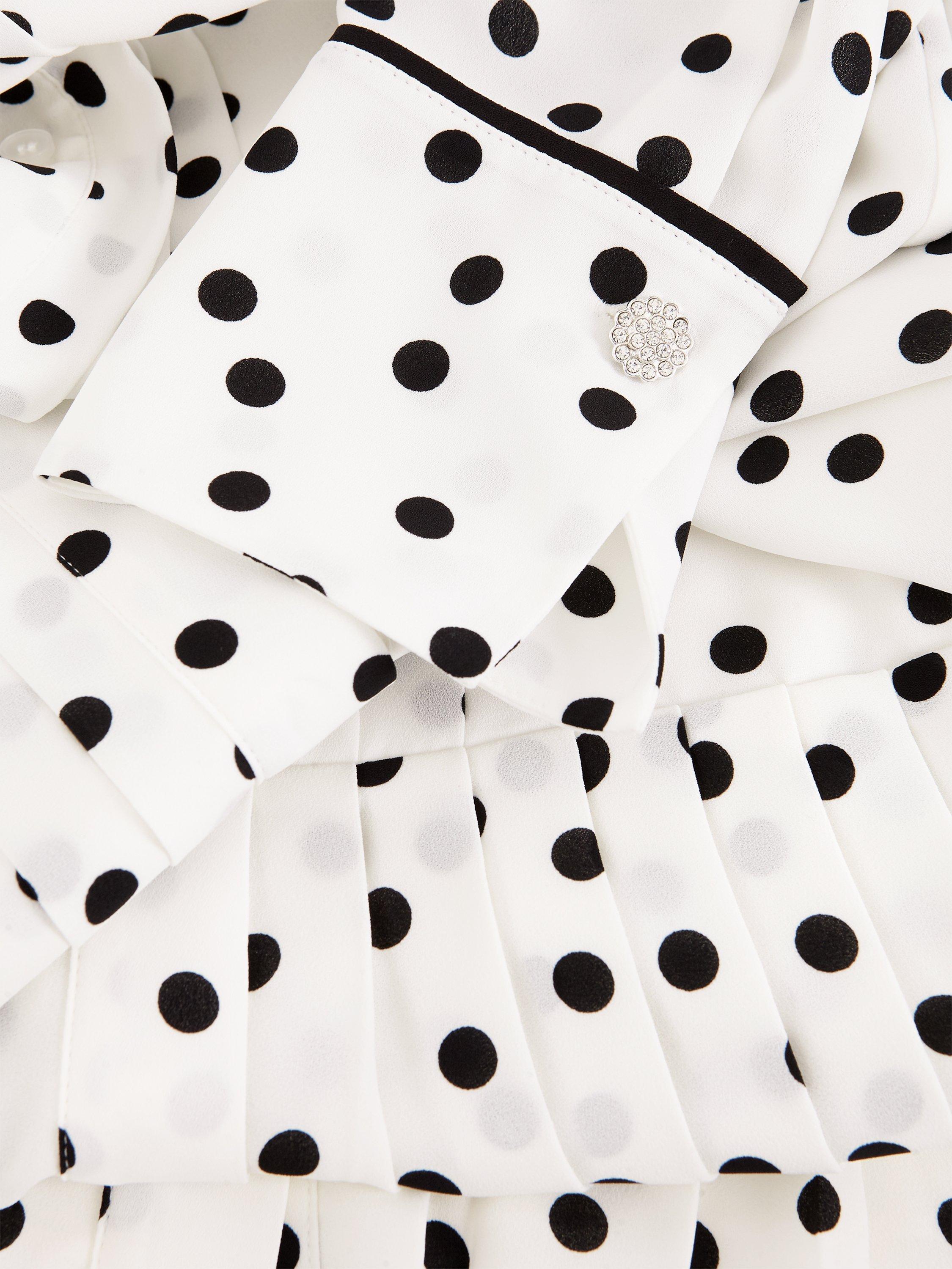 Product image 5 of 8, which shows Hobbs Francesca Polka Dot Dress, Ivory/Black, 6