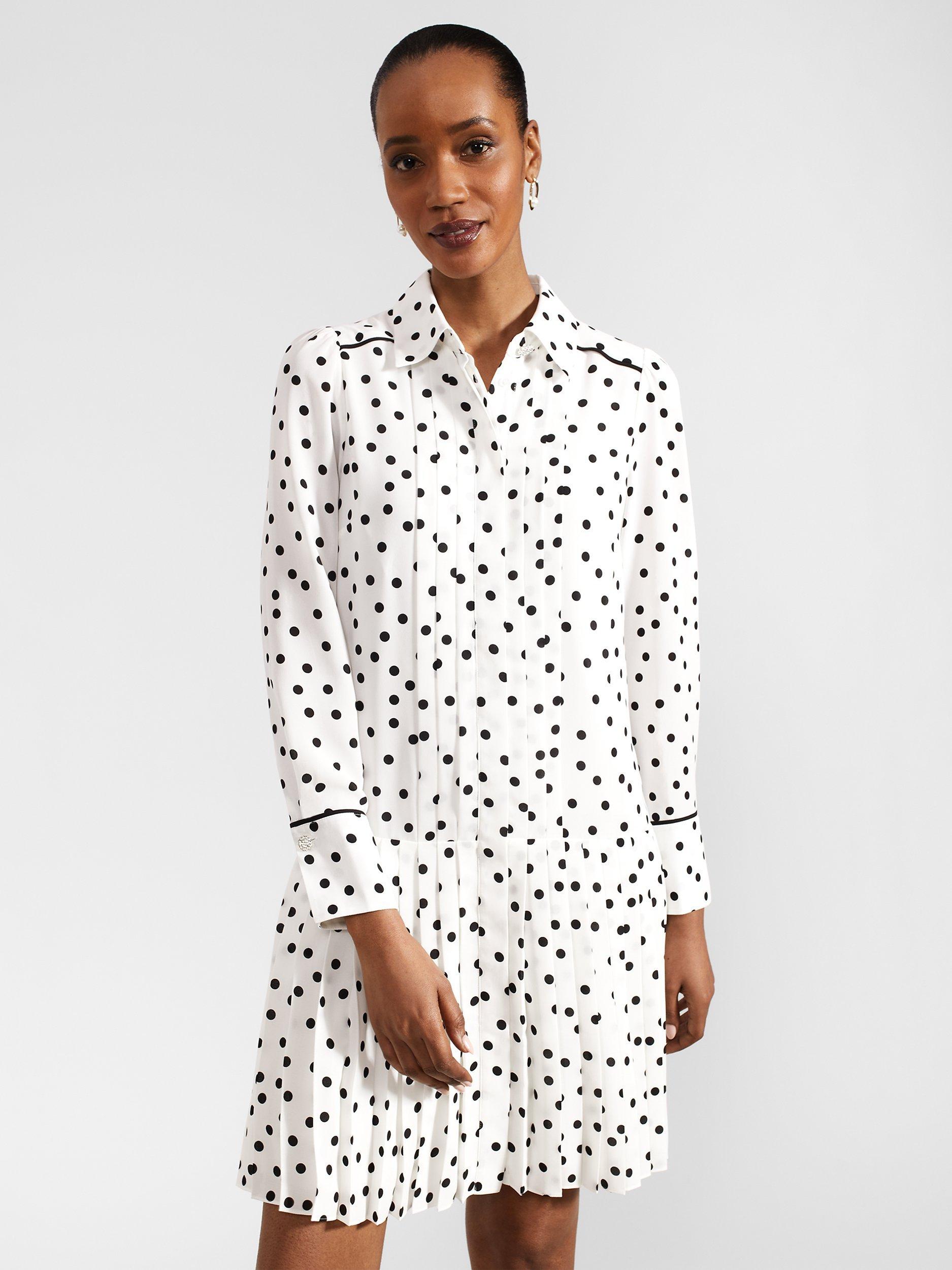 Product image 7 of 8, which shows Hobbs Francesca Polka Dot Dress, Ivory/Black, 6