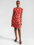 Hobbs Lydia Jersey Dress, Red/Butter Cream