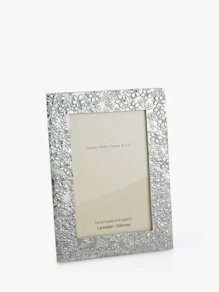 Lancaster and Gibbings Goodleigh Floral Photo Frame, Pewter, Pewter