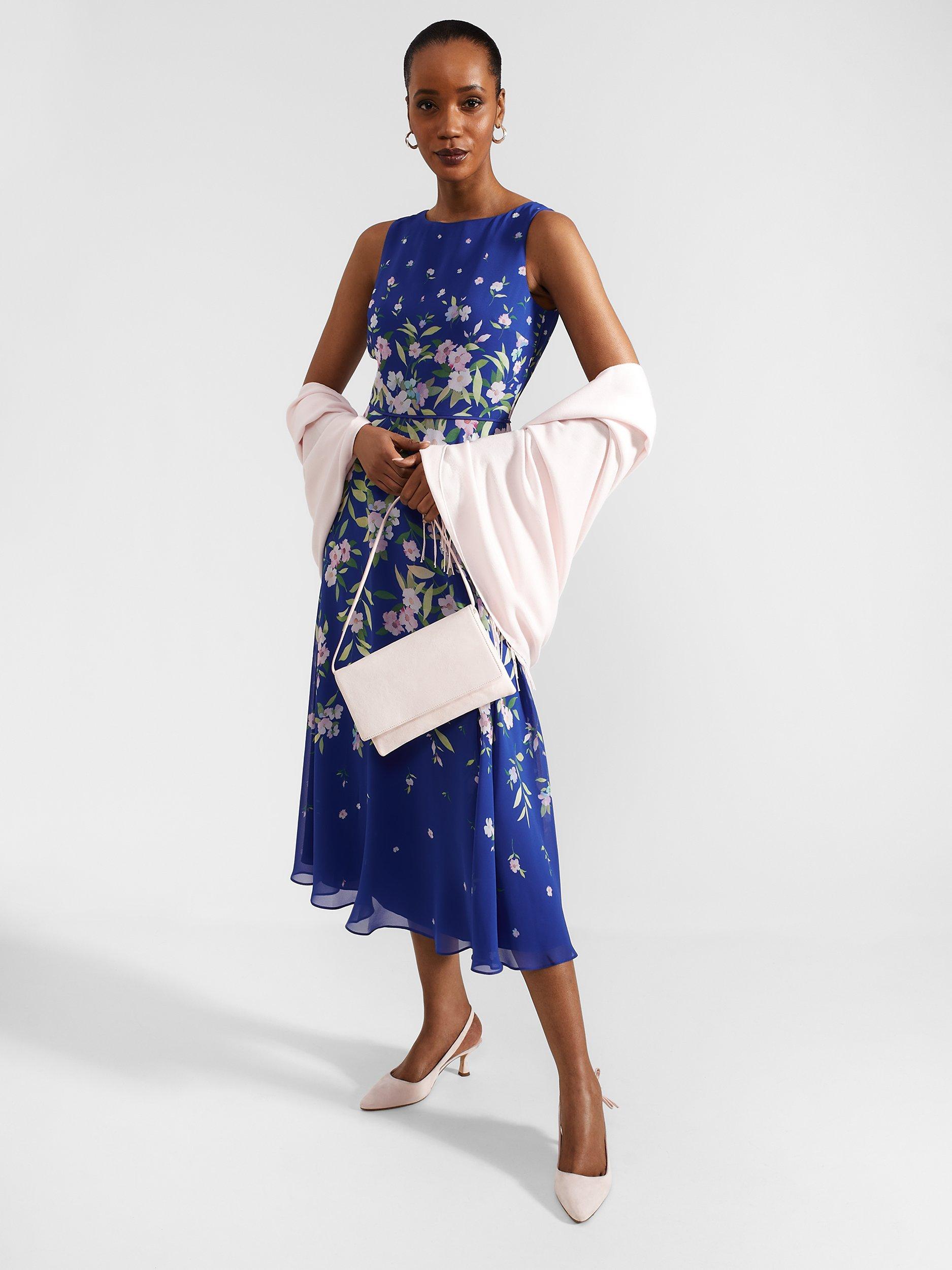 Hobbs Carly Floral Dress Blue Multi