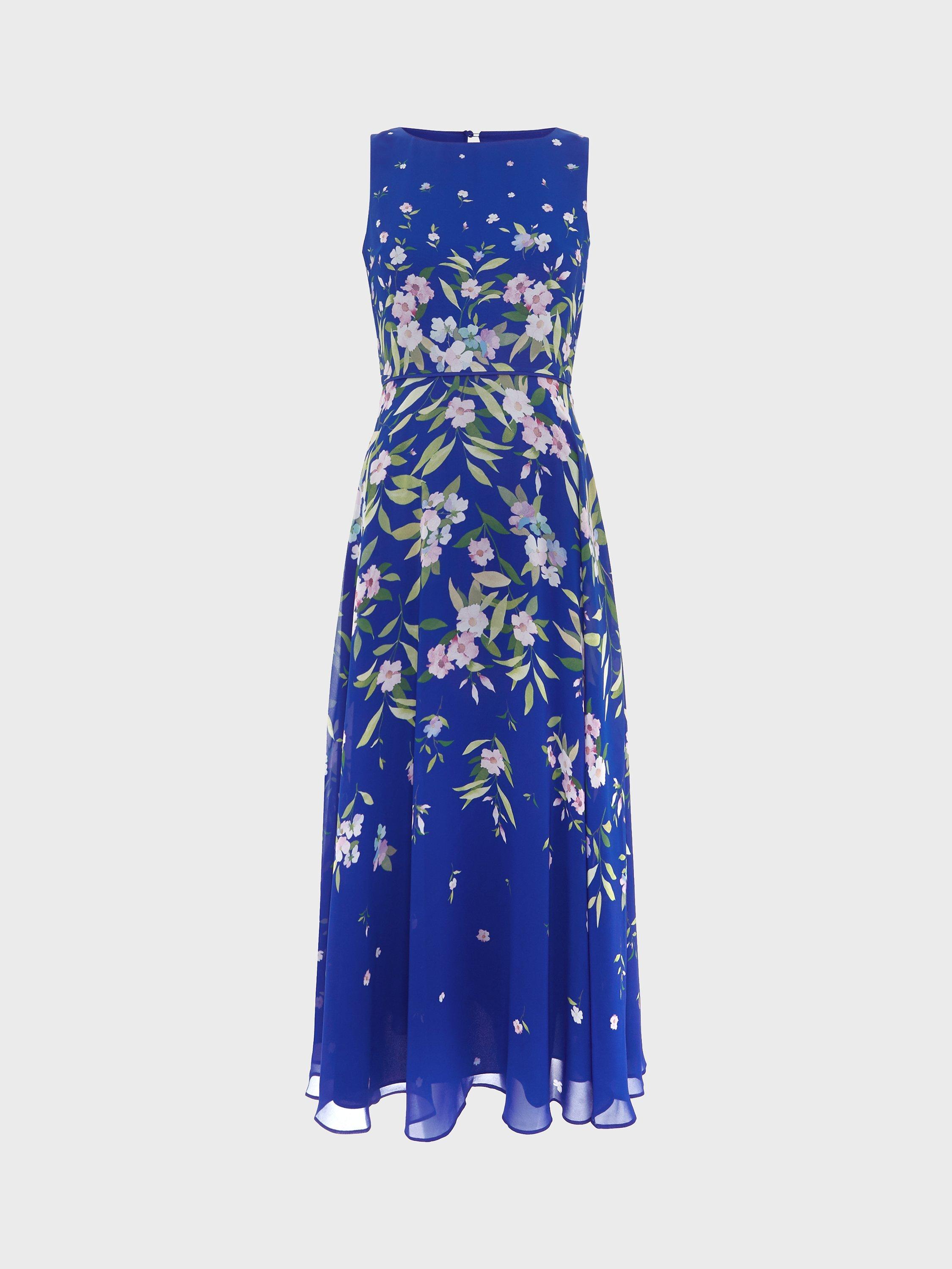 Hobbs Carly Floral Dress Blue Multi