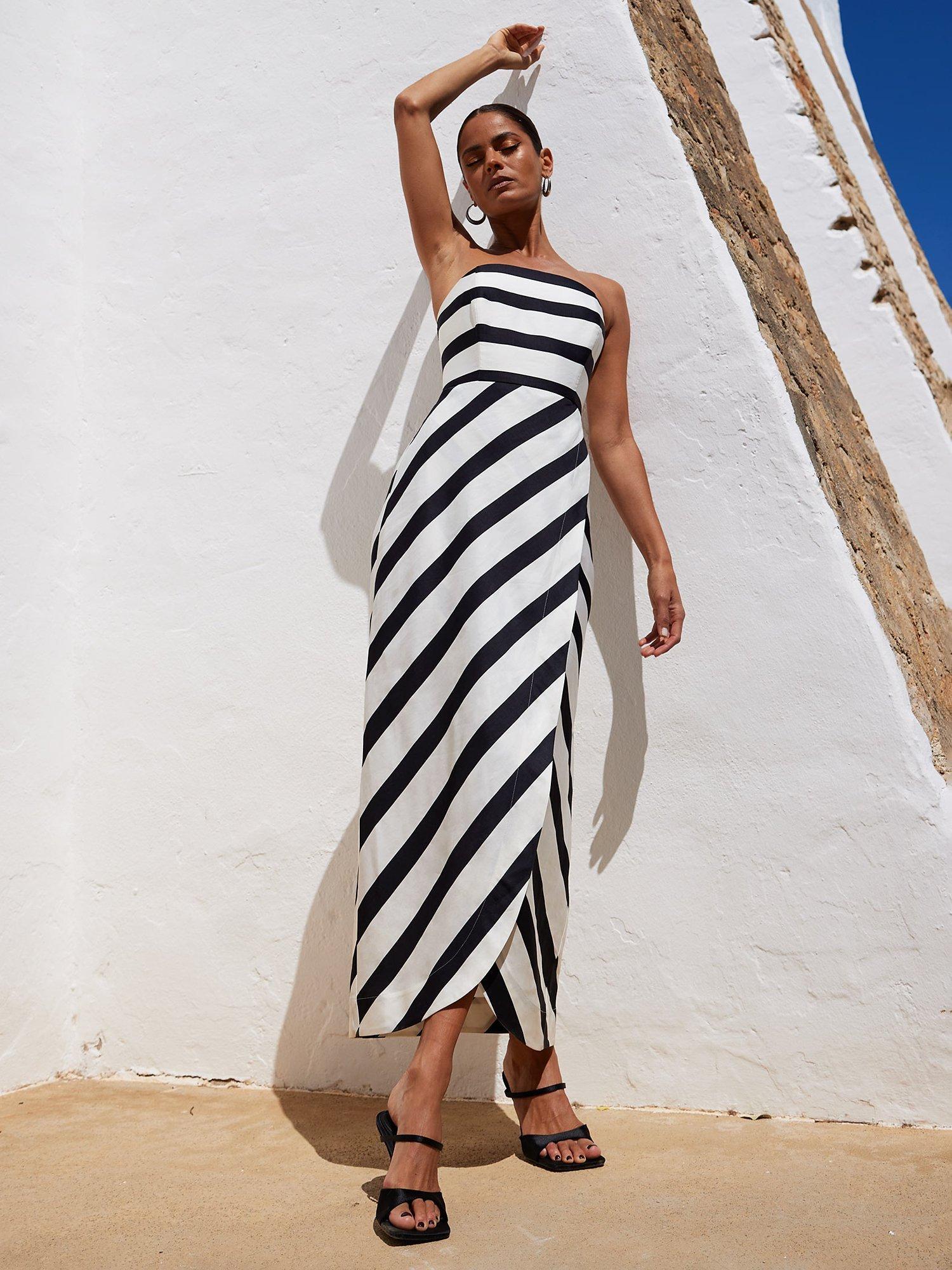 Black white striped dress outfit sale