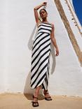 Ro&Zo Stripe Bandeau Maxi Wrap Dress, Black/White