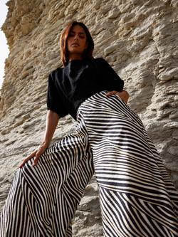 Ro&Zo Zebra Print Wide Leg Trousers, Black/Cream - view 2, Black/Cream