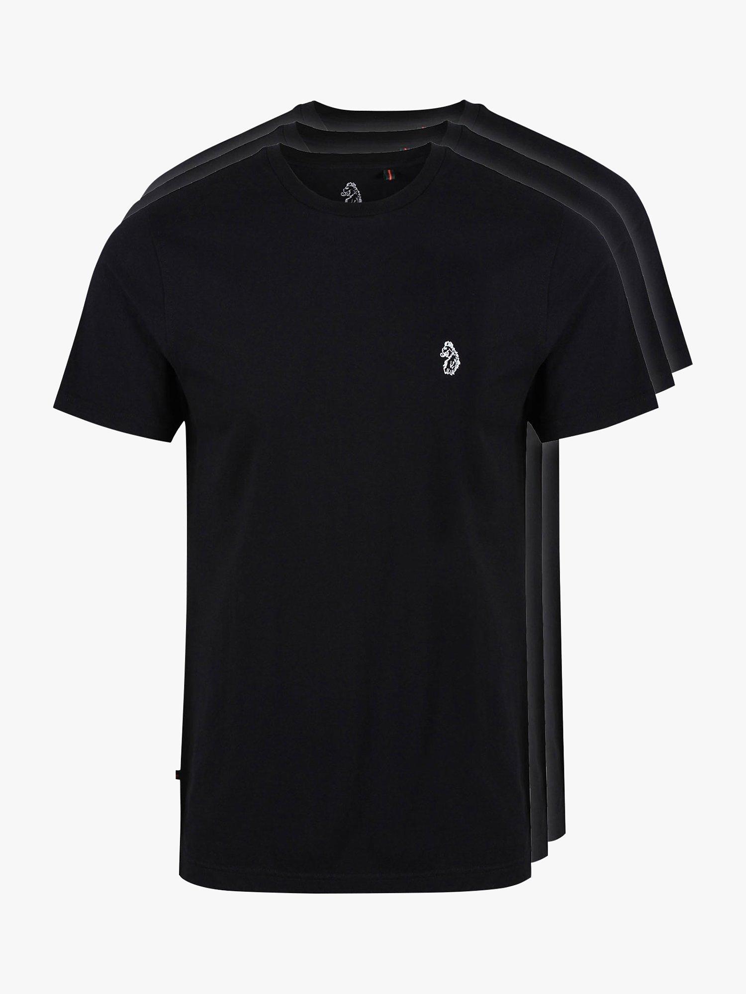 Product image 1 of 6, which shows LUKE 1977 Johnys Crew Neck T-Shirt, Pack of 3, Black, S