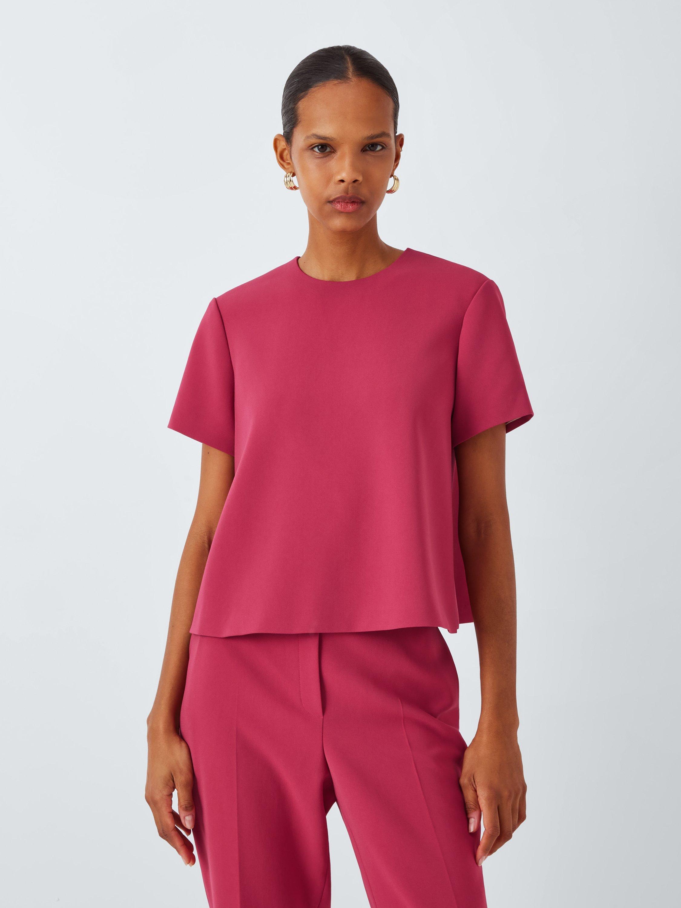 Theory Aline Short Sleeve Top, Deep Rose