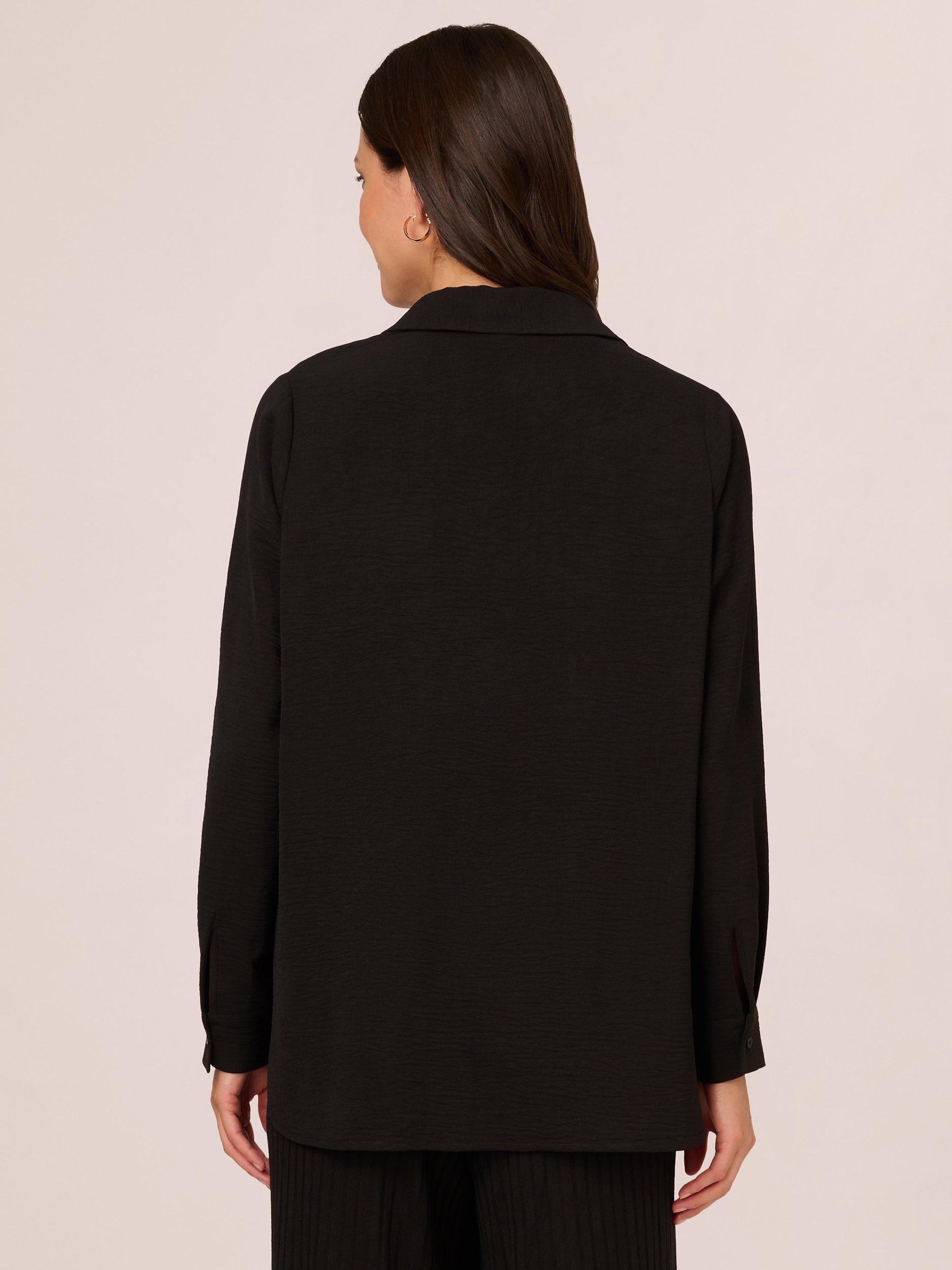 Product image 2 of 7, which shows Adrianna Papell Airflow Woven Shirt, Black, L