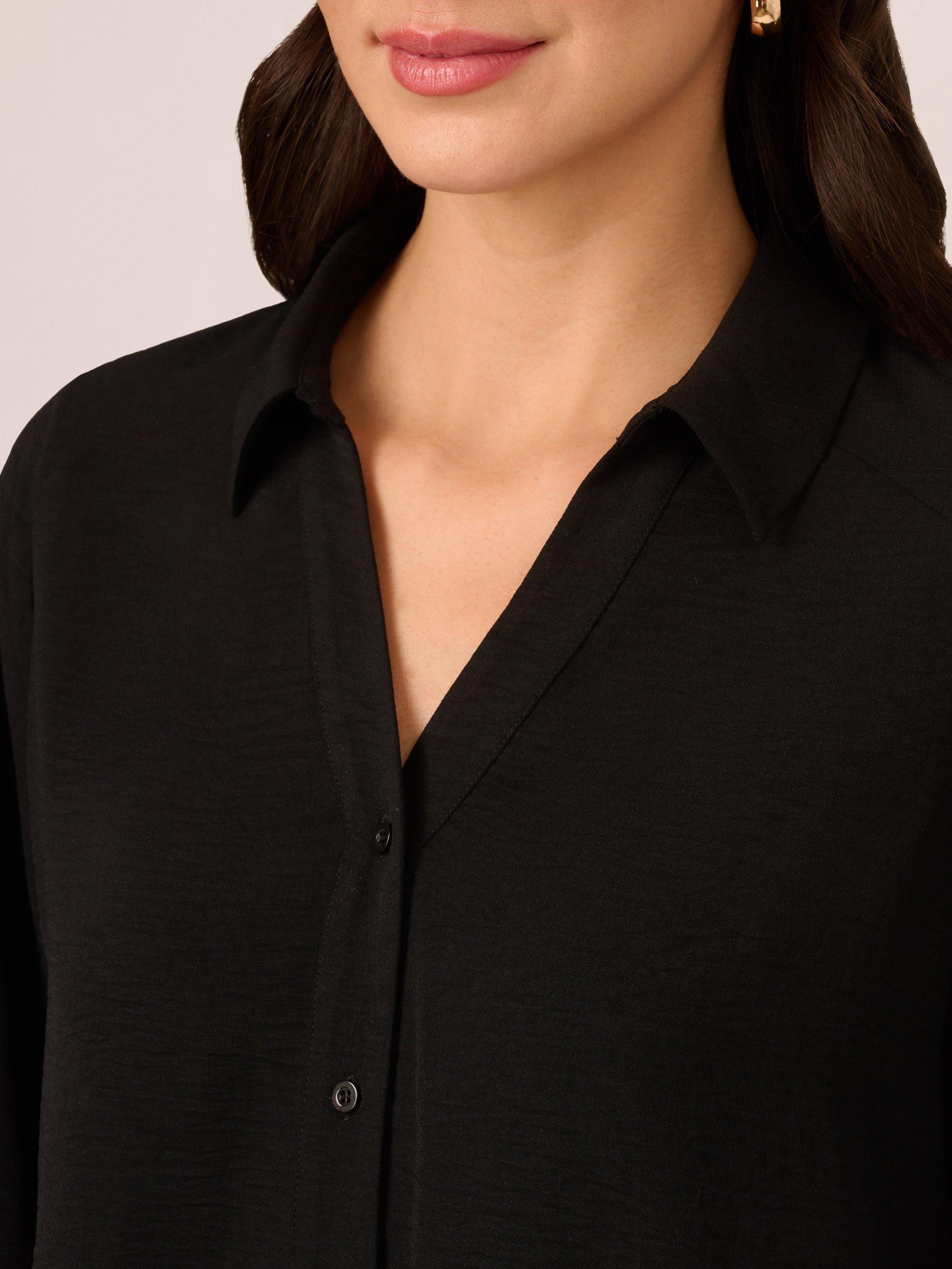Product image 4 of 7, which shows Adrianna Papell Airflow Woven Shirt, Black, L