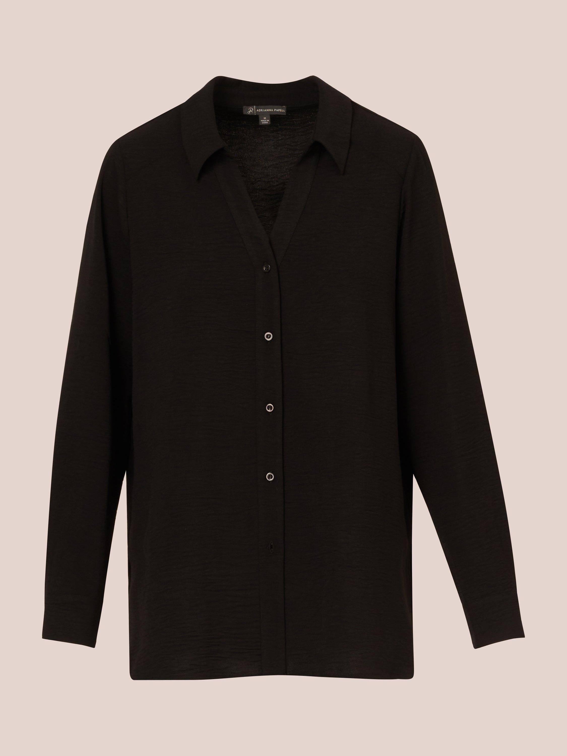 Product image 6 of 7, which shows Adrianna Papell Airflow Woven Shirt, Black, L