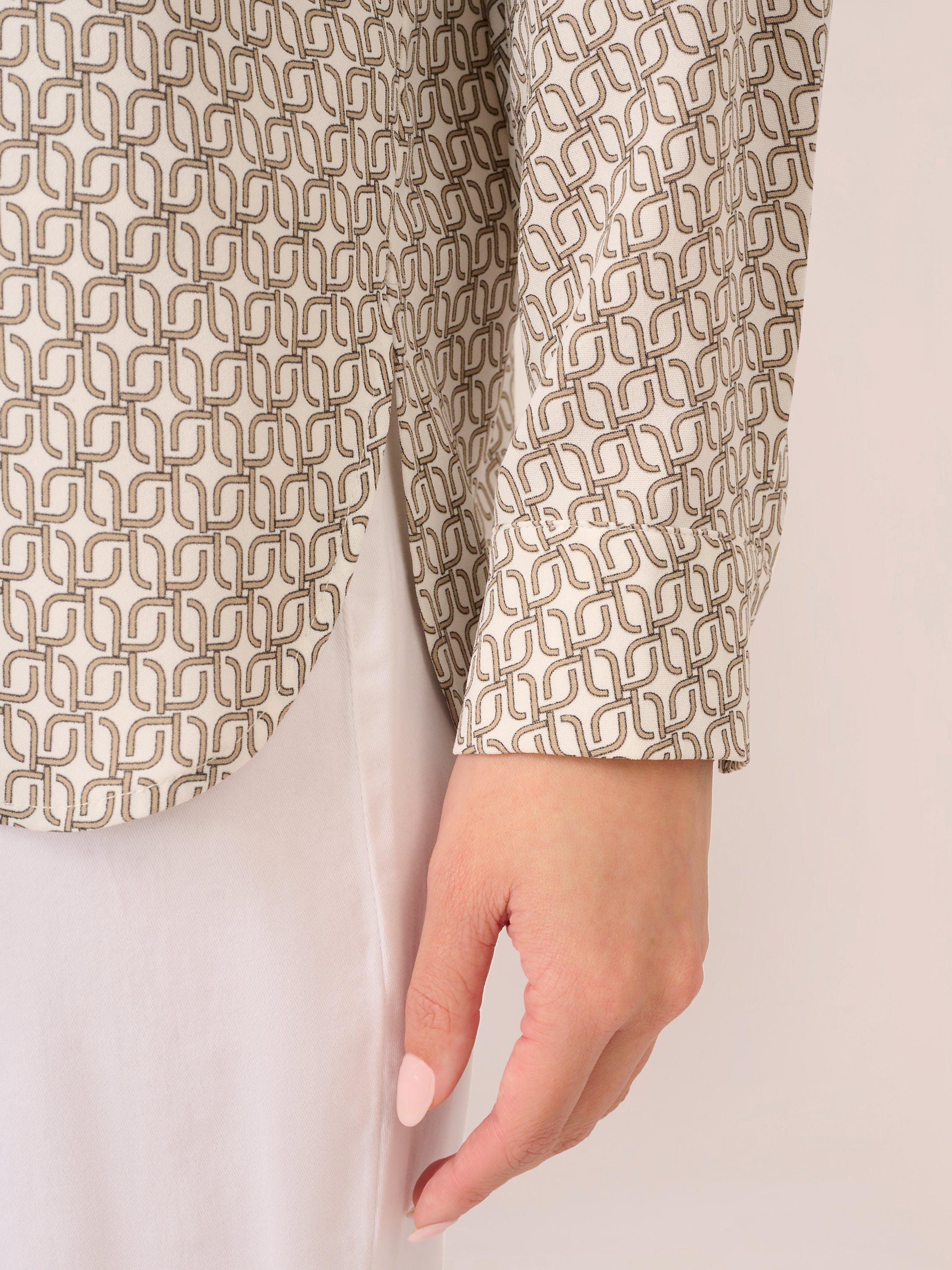 Product image 5 of 7, which shows Adrianna Papell Geometric Textured Shirt, Ivory/Tan, XS