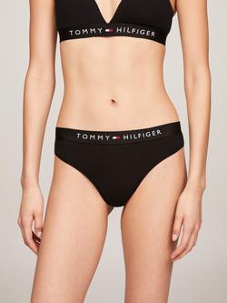 Tommy Hilfiger Logo Waistband Thong, Black