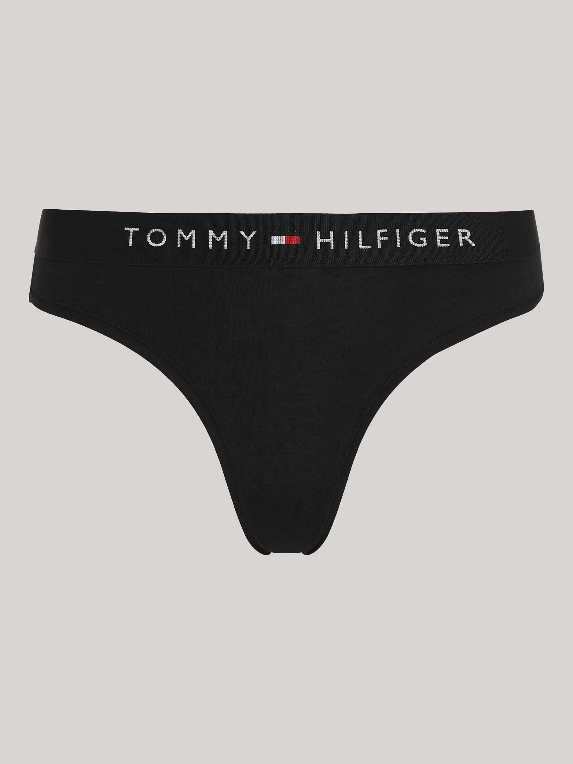 Product image 4 of 7, which shows Tommy Hilfiger Logo Waistband Thong, Black, XS