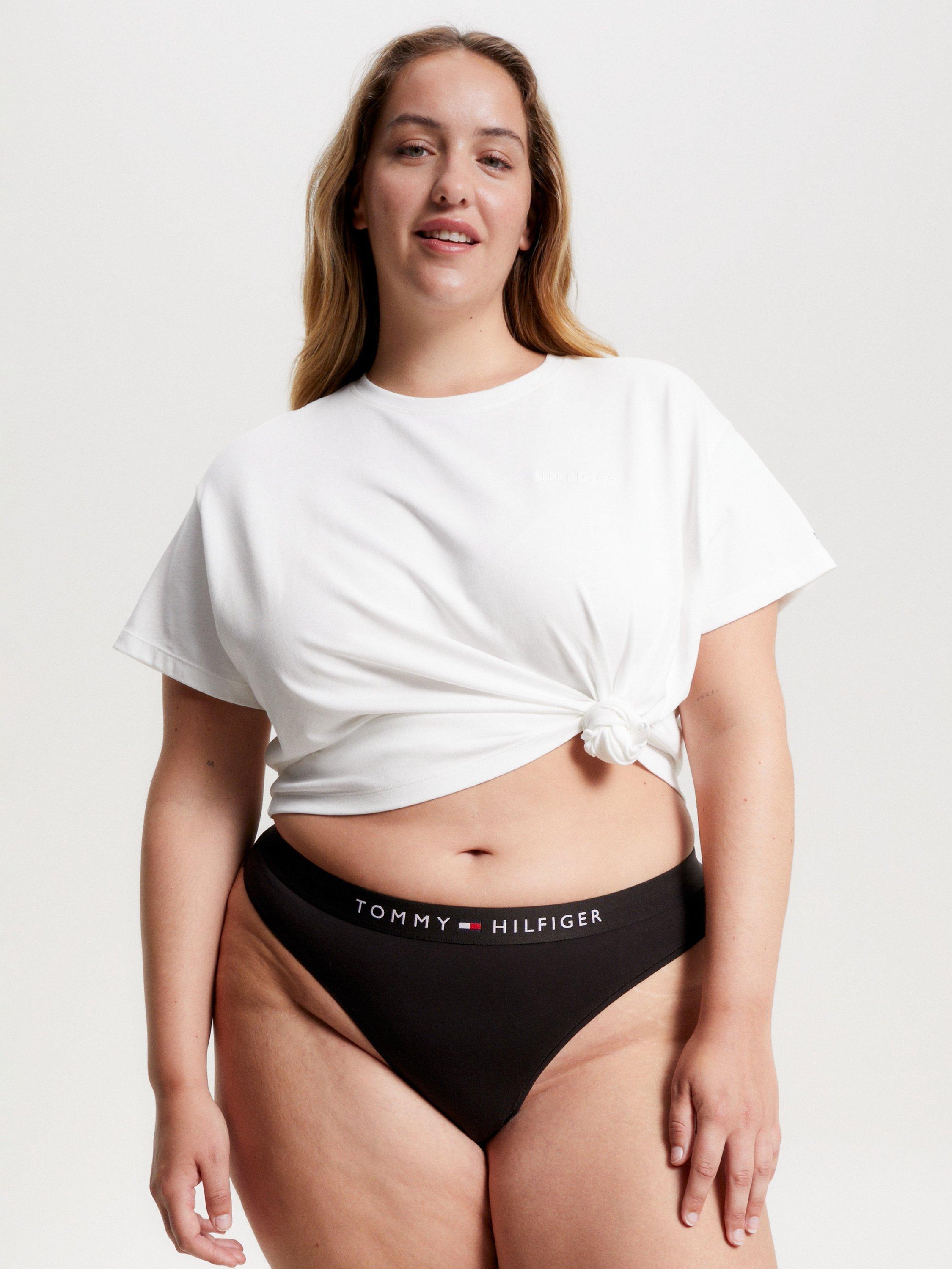 Product image 6 of 7, which shows Tommy Hilfiger Logo Waistband Thong, Black, XS