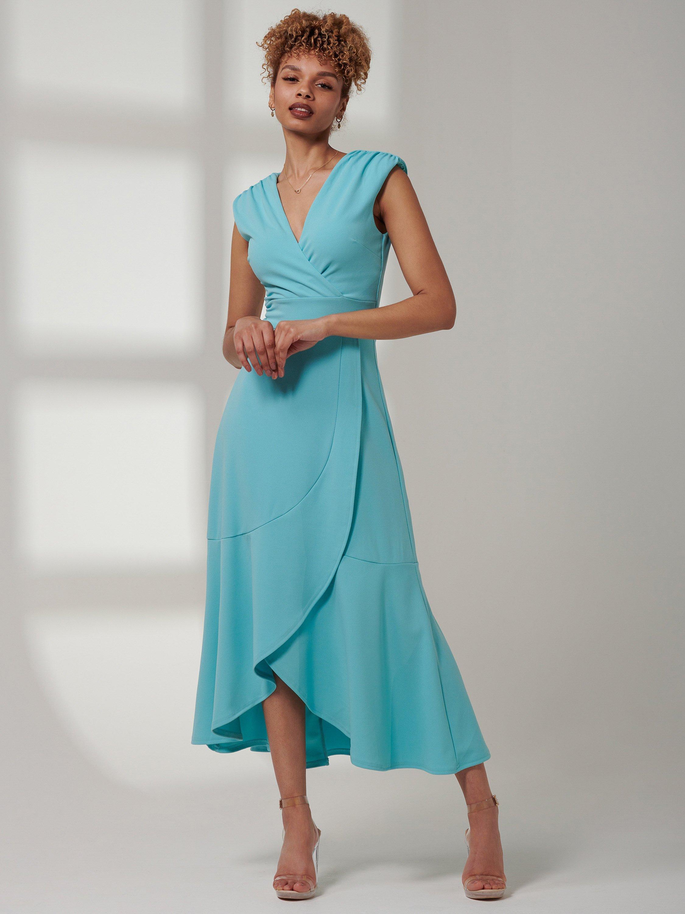 Jolie Moi Preslie Wrap Midi Dress, Turquoise, 8