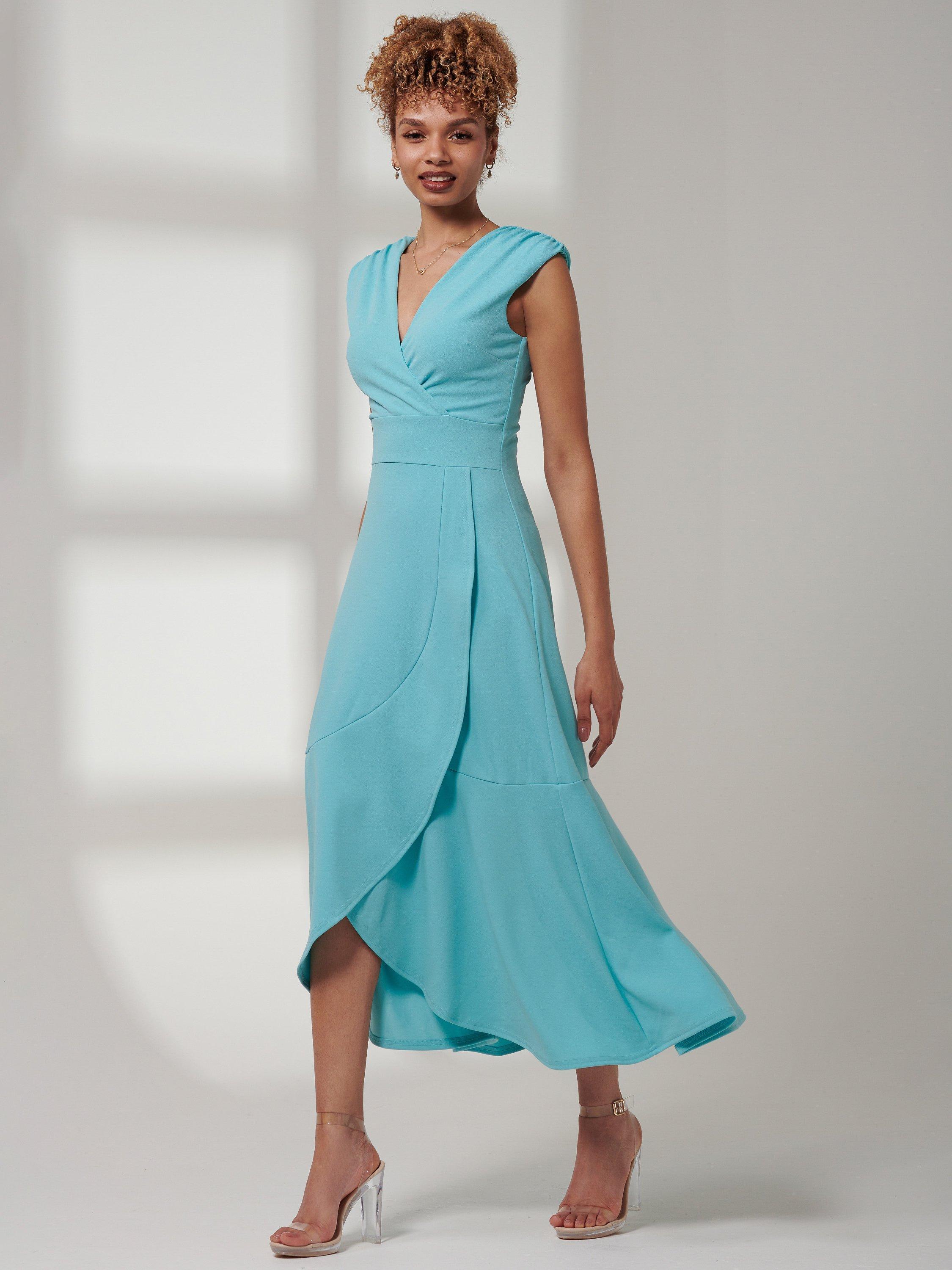 Jolie Moi Preslie Wrap Midi Dress, Turquoise, 8