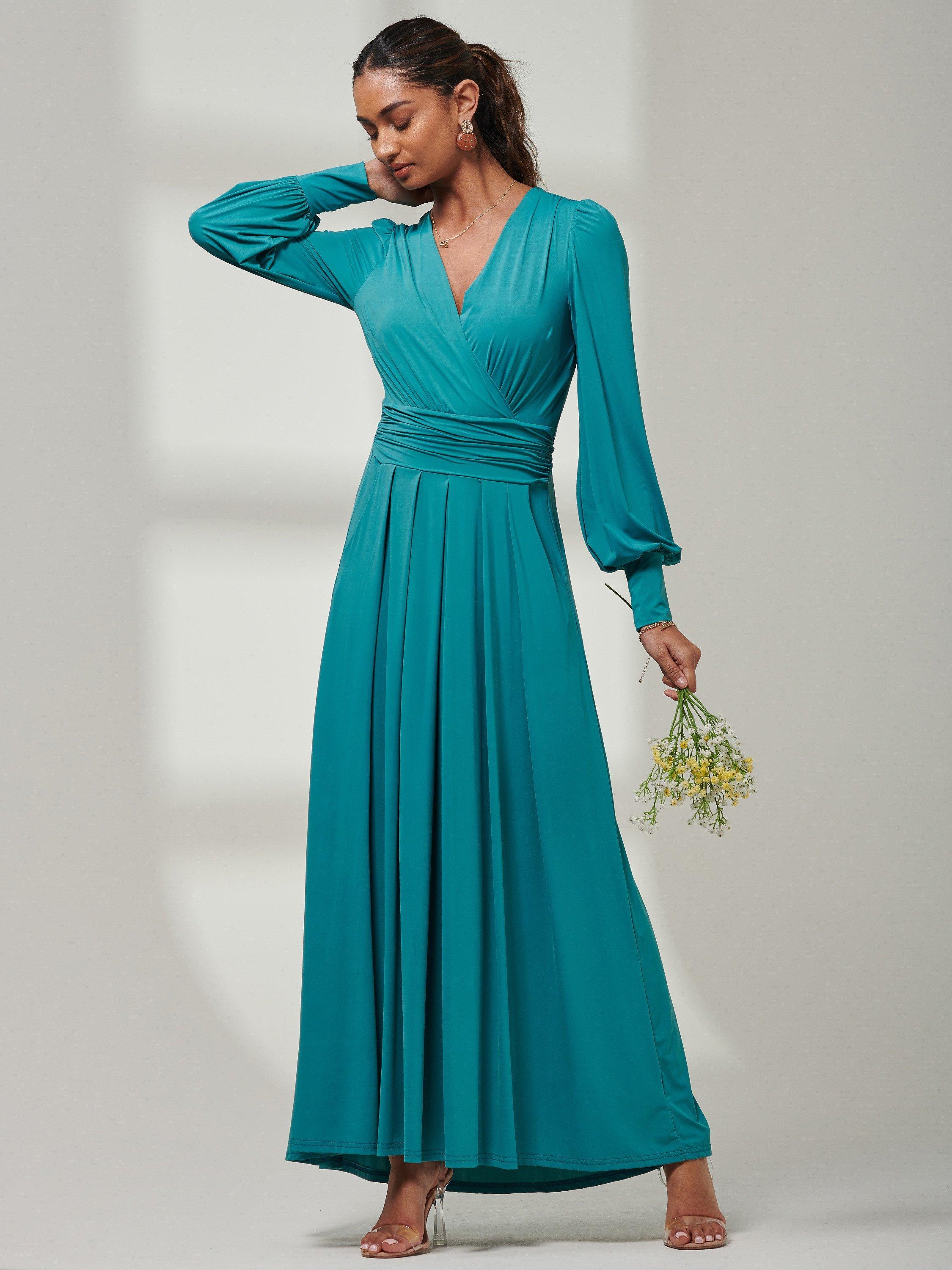 Jolie Moi Guilia Long Sleeve Maxi Dress, Teal