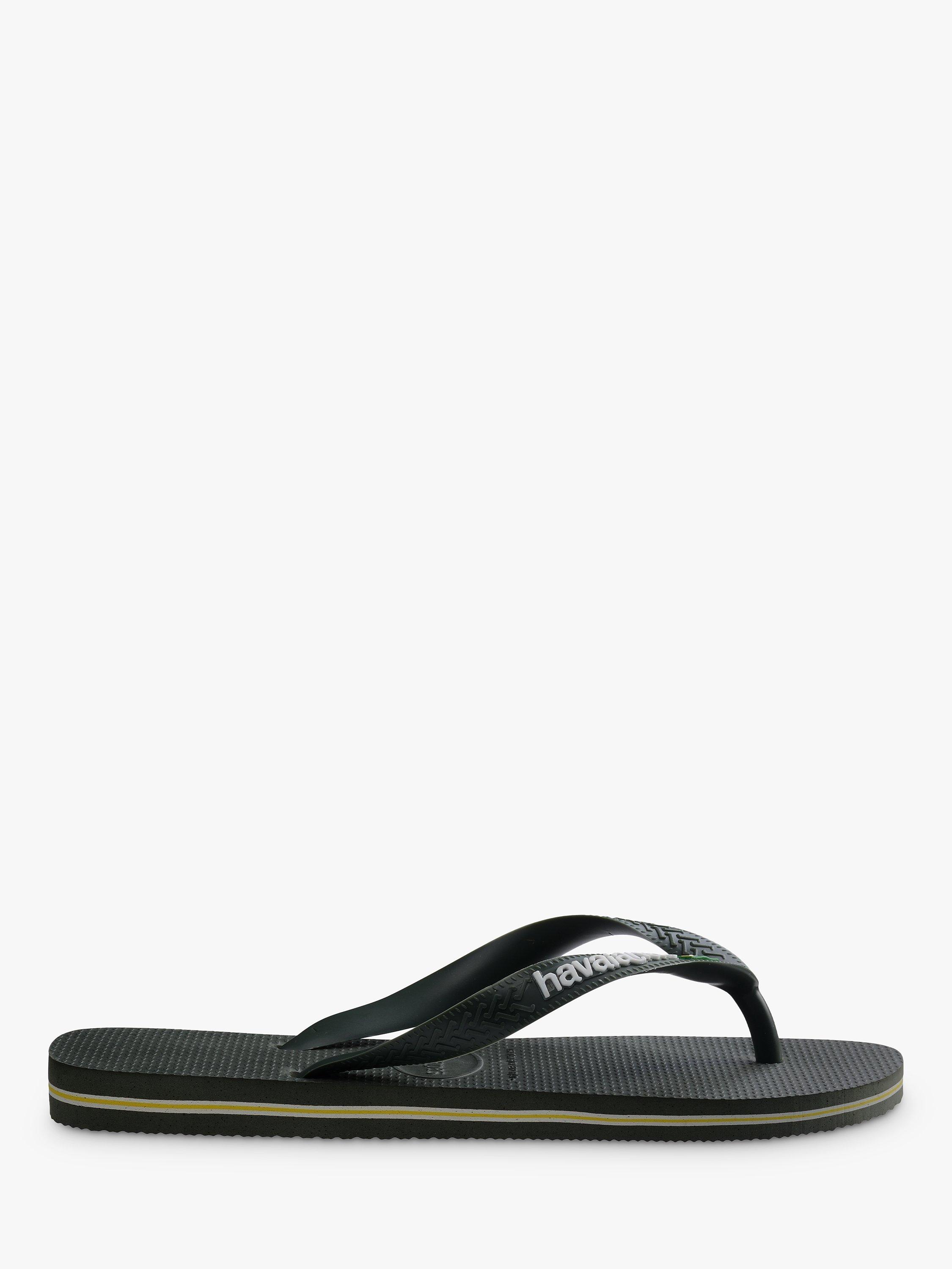 Product image 1 of 7, which shows Havaianas Brasil Logo Sandals, Moss Green, M