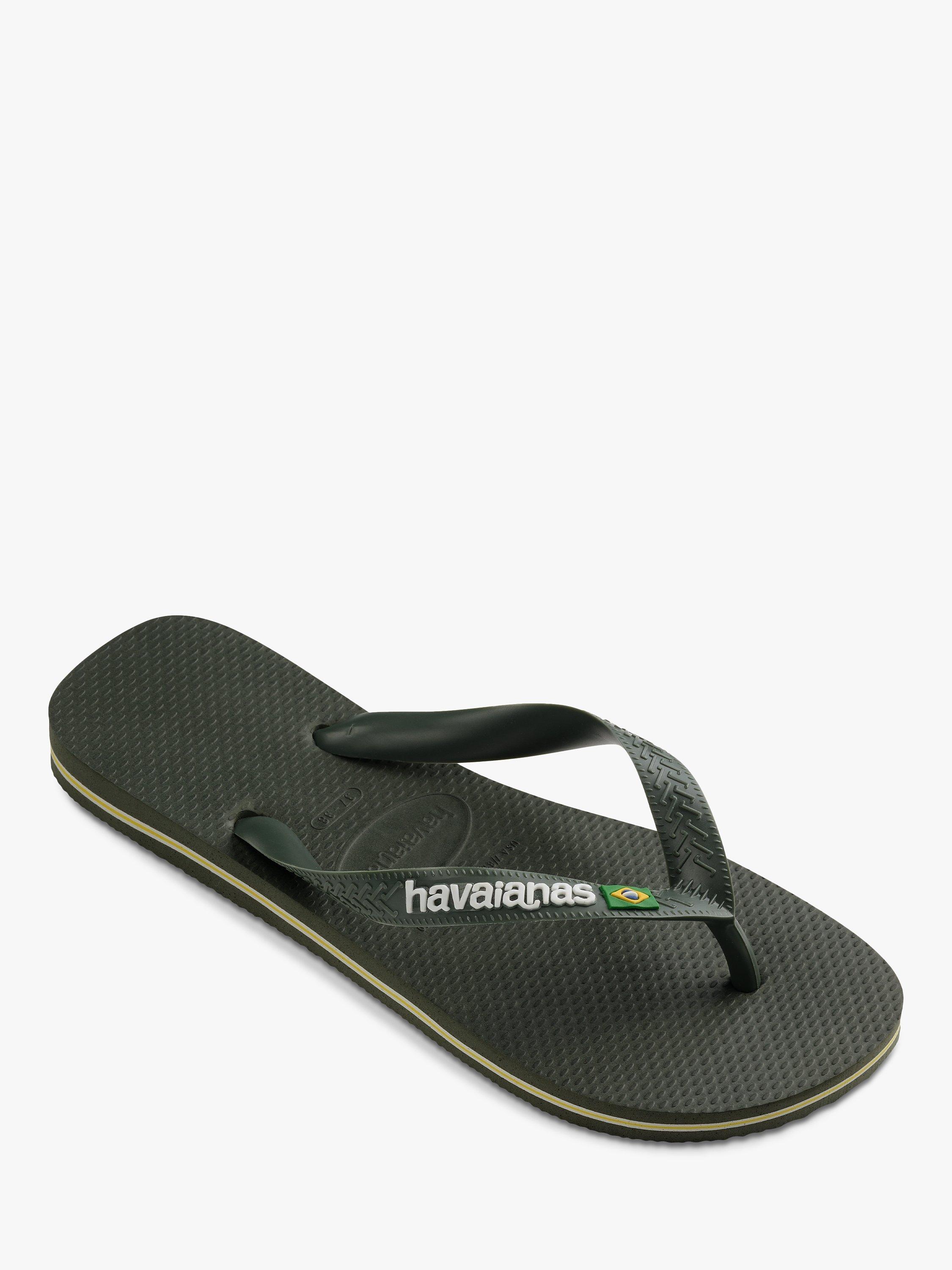 Product image 2 of 7, which shows Havaianas Brasil Logo Sandals, Moss Green, M