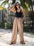 Chelsea Peers Linen Blend Wide Leg Trousers, Camel