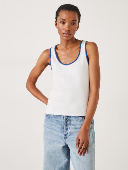 HUSH Luisa Crochet Detail Vest, White, White