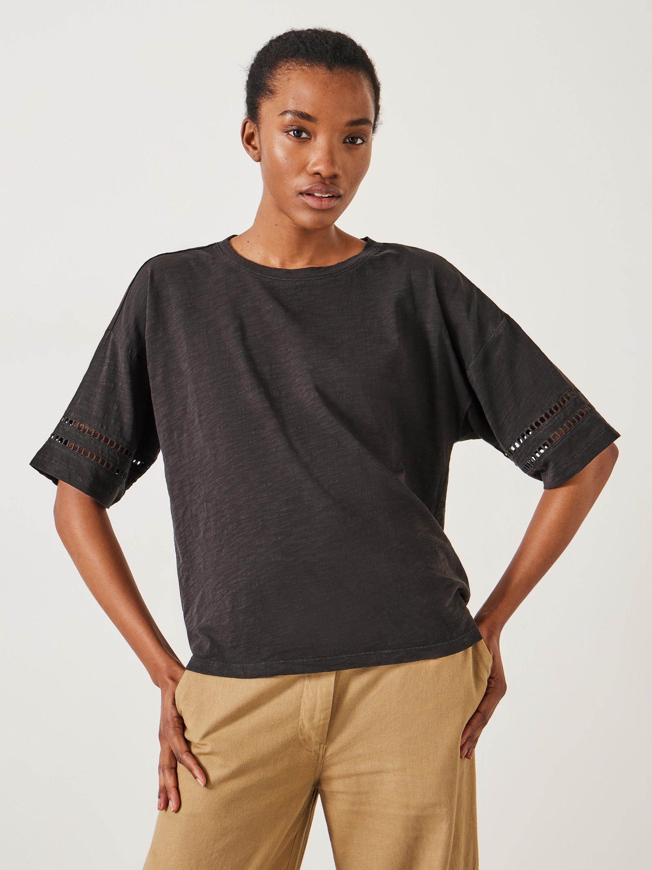 HUSH Lucie Lace Trim Cotton T-Shirt