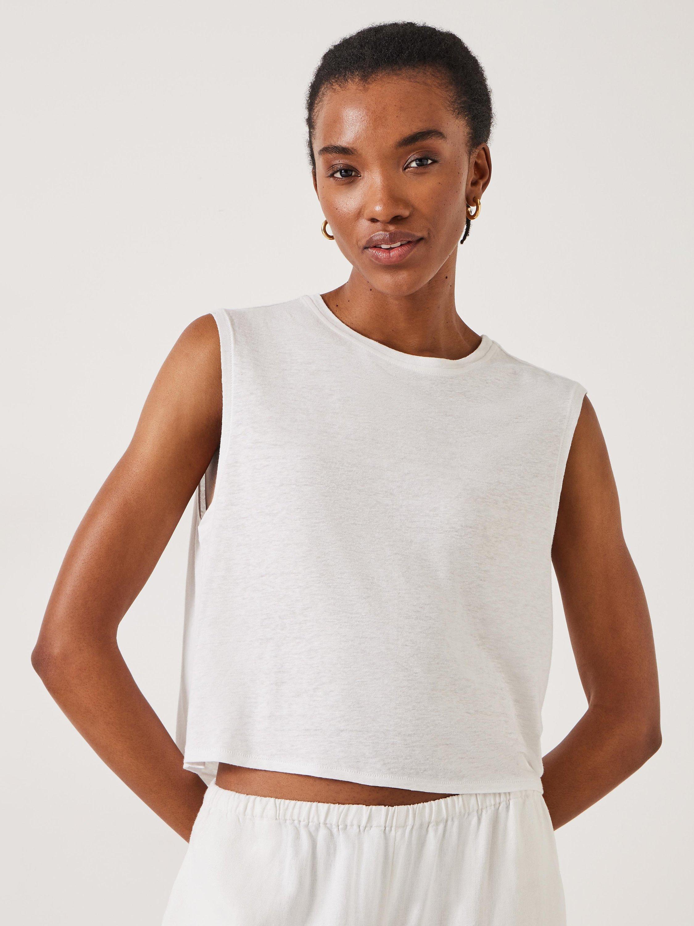 HUSH Aliza Linen Blend Slub Vest, White