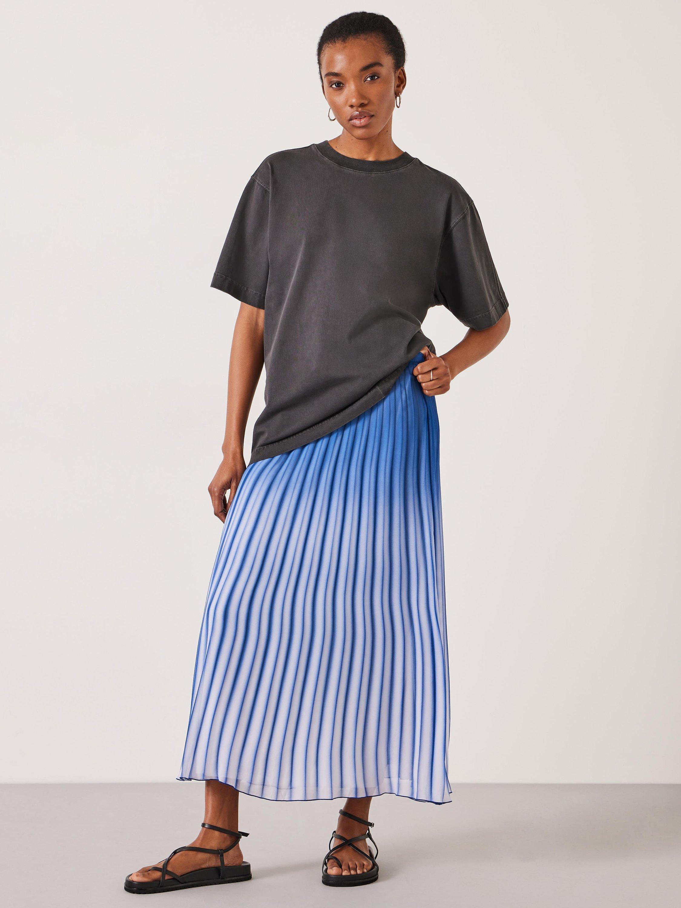 HUSH Olivia Maxi Ombre Plisse Skirt Blue