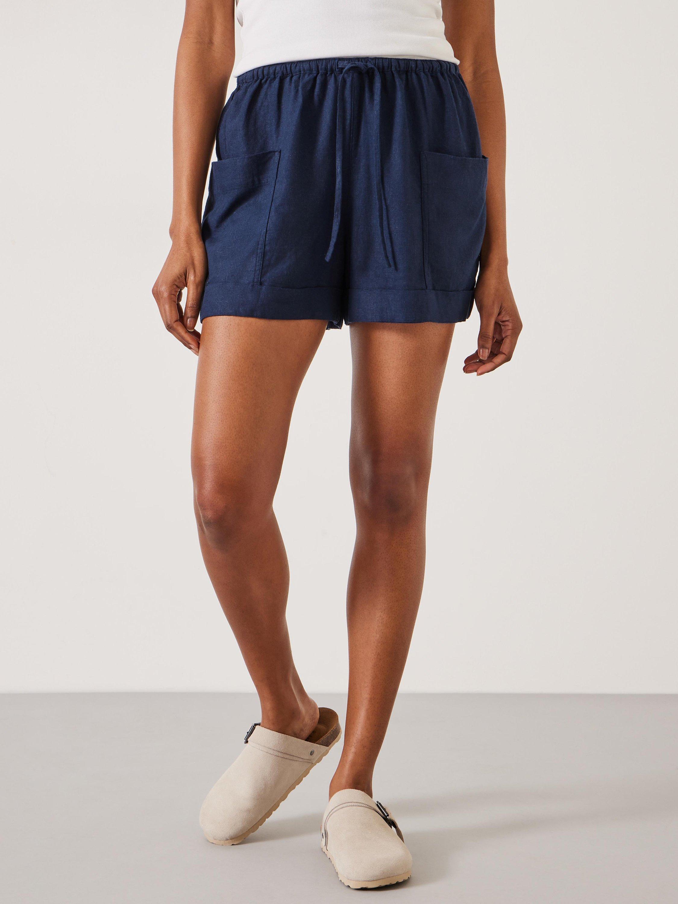 HUSH Nova Linen Blend Cargo Shorts, Midnight Navy