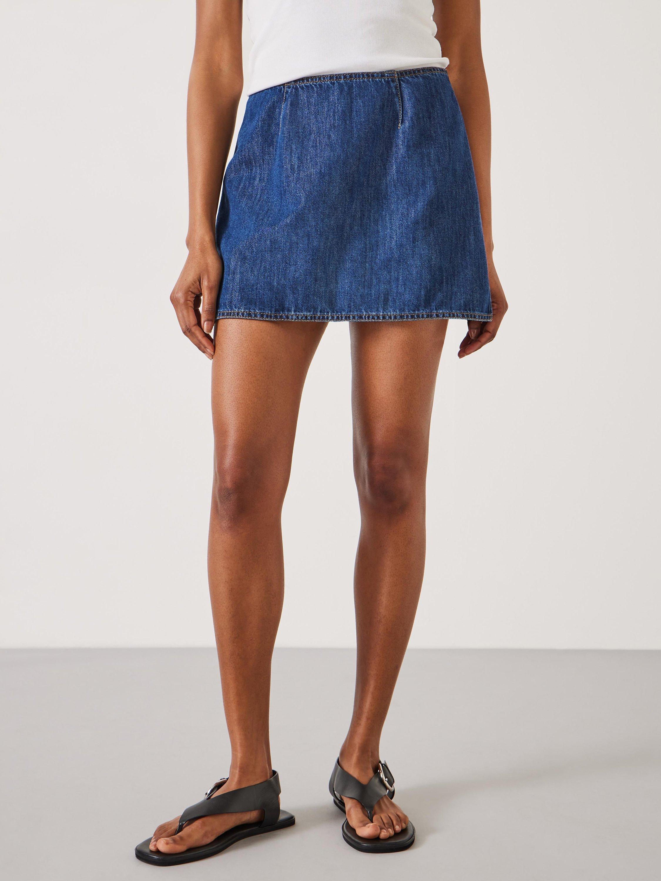 HUSH Madeline Denim Mini Skort, Mid Authentic Wash